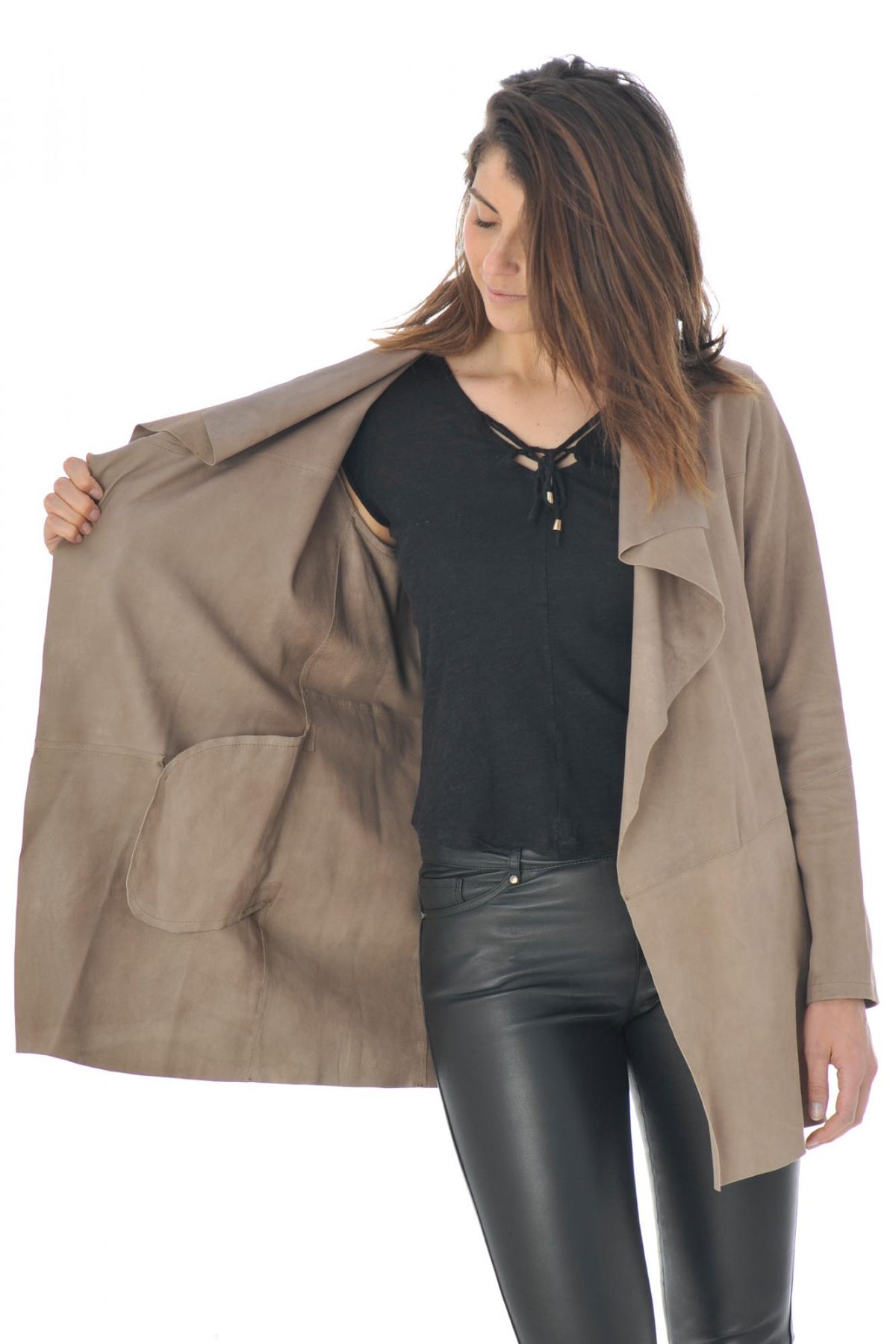  Women's leather trench coat - Image n°6