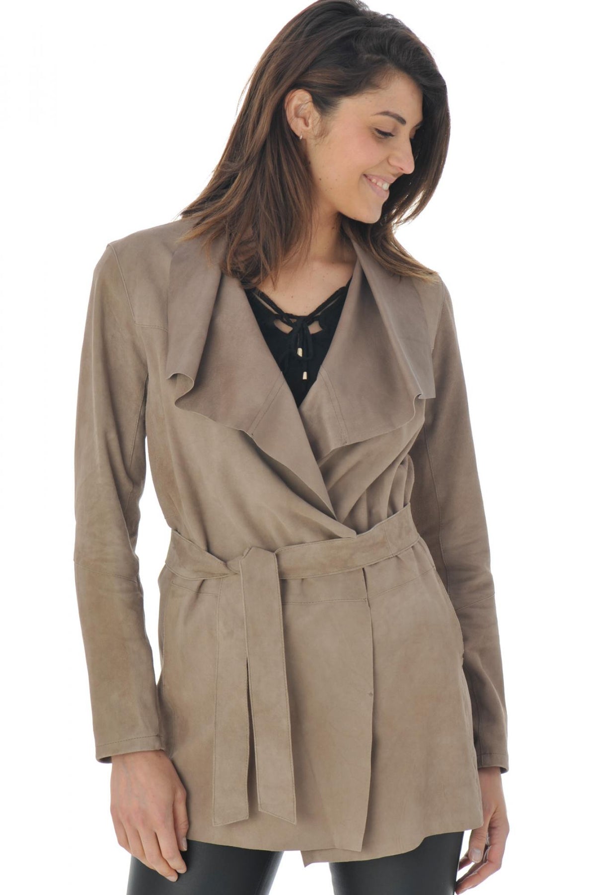  Women's leather trench coat - Image n°4