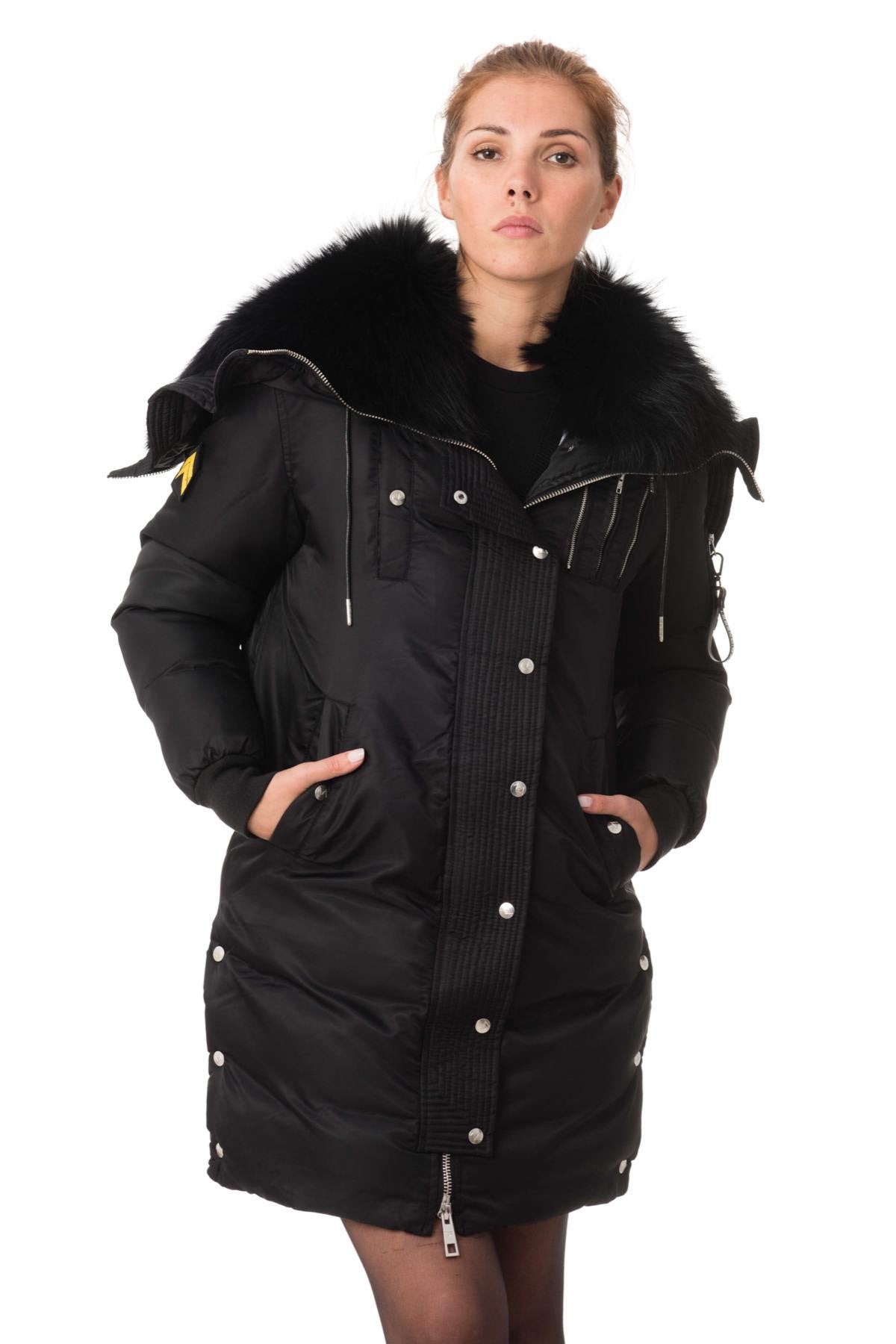 Women's black parka with raccoon fur - Image n°3