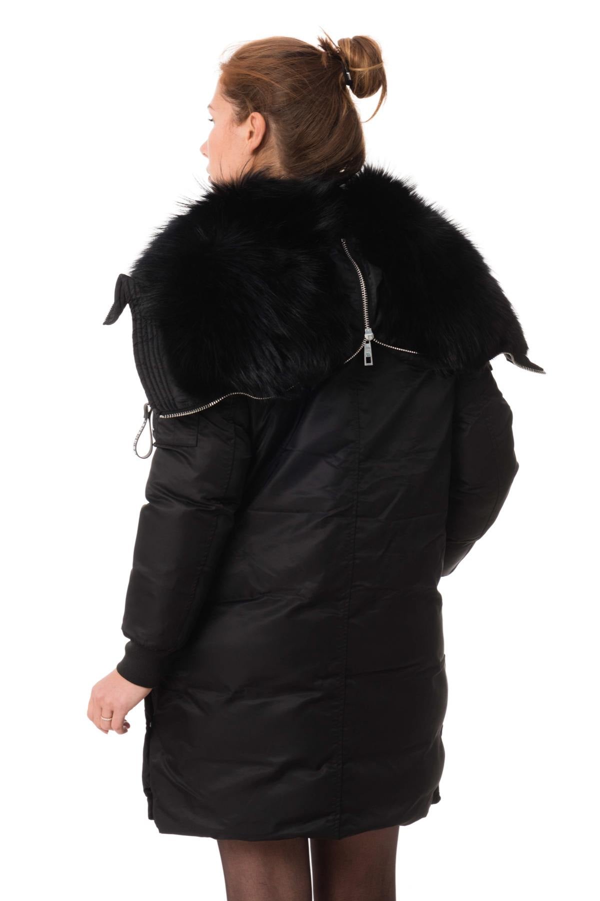 Women's black parka with raccoon fur - Image n°6