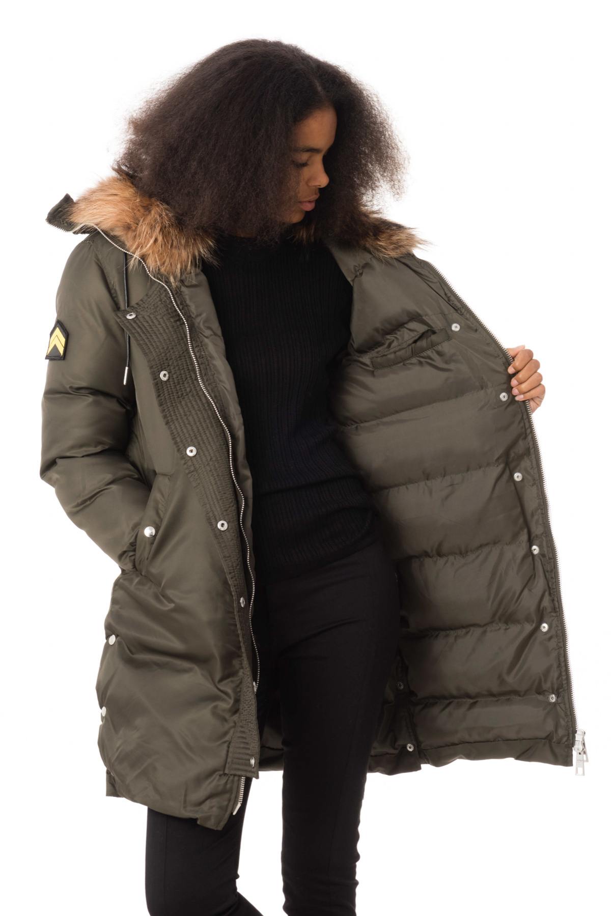 Women's khaki parka with raccoon fur - Image n°8