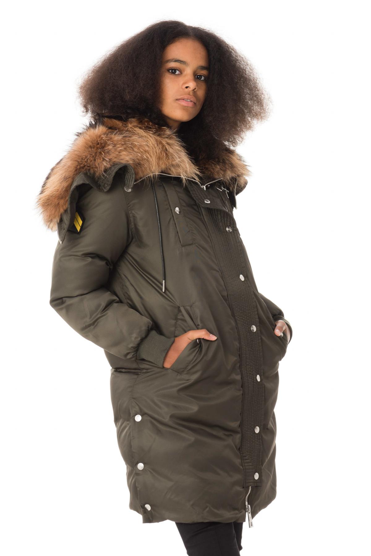 Women's khaki parka with raccoon fur - Image n°3