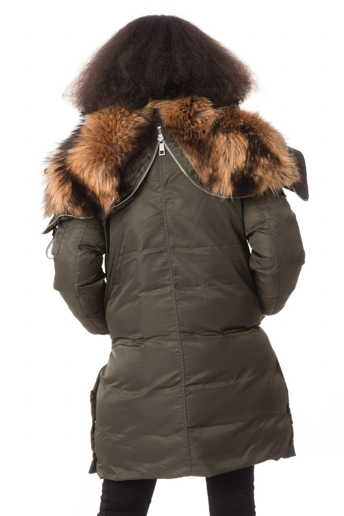 Women's khaki parka with raccoon fur - Image n°2