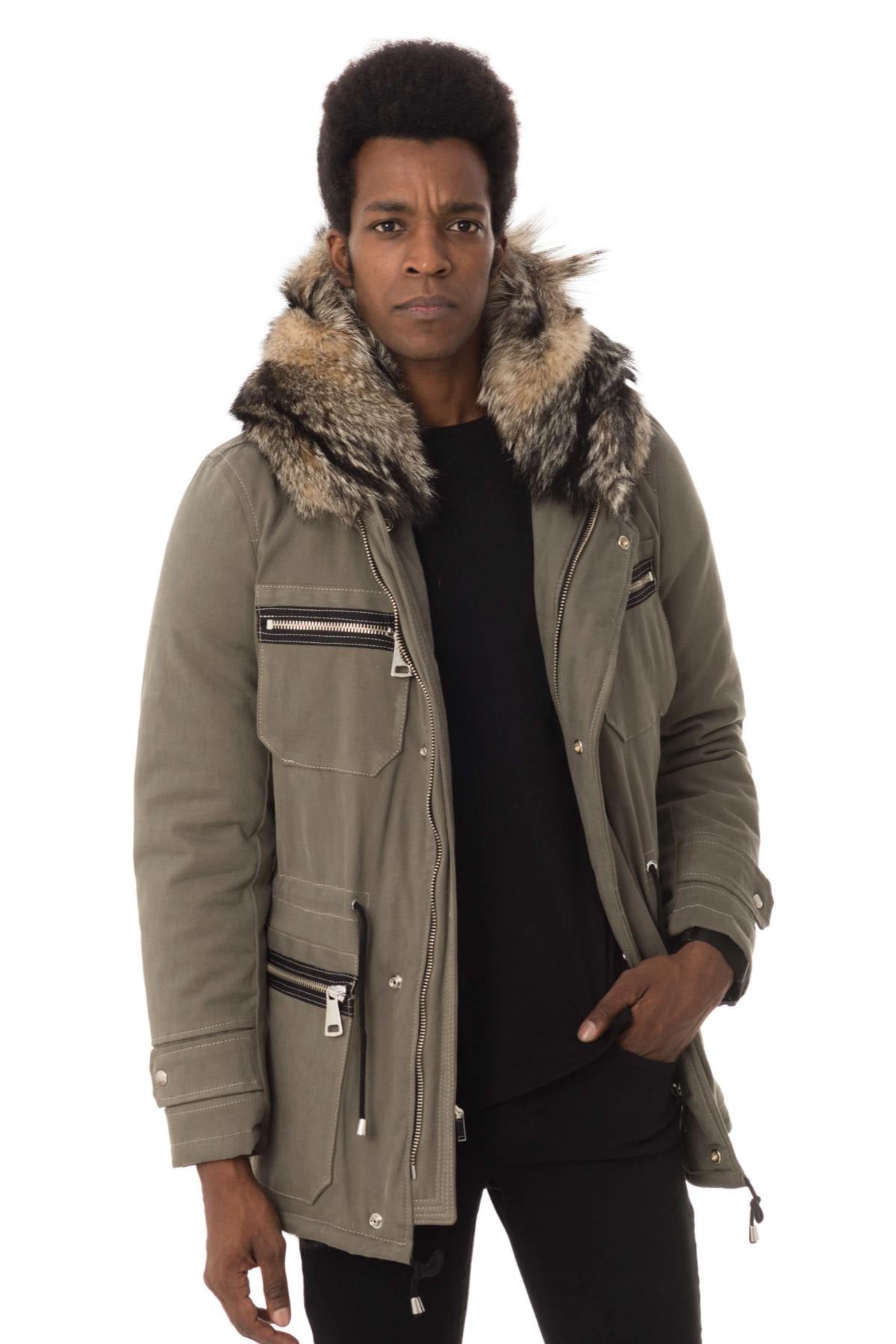 Men's parka with fox fur hood - Image n°1