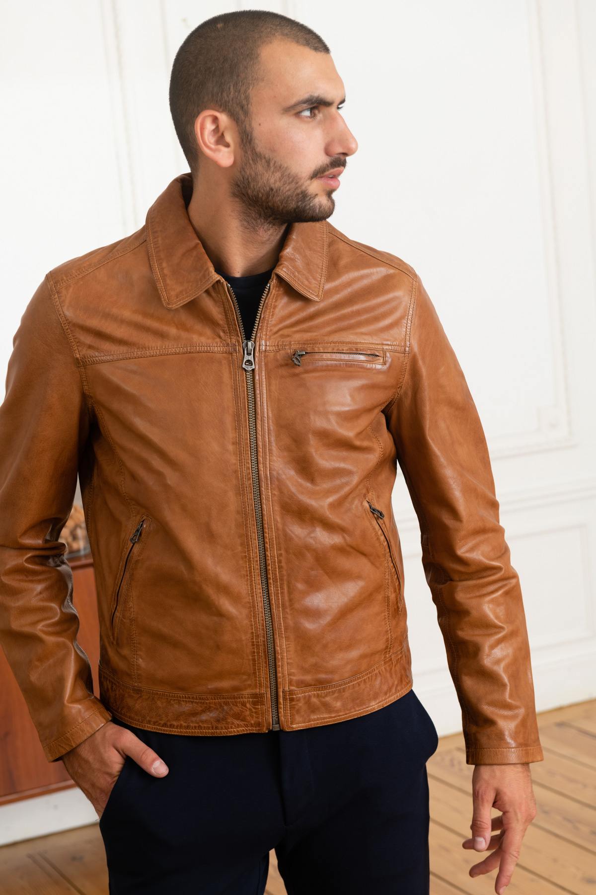 Daytona jacket in cognac lambskin - Image n°3