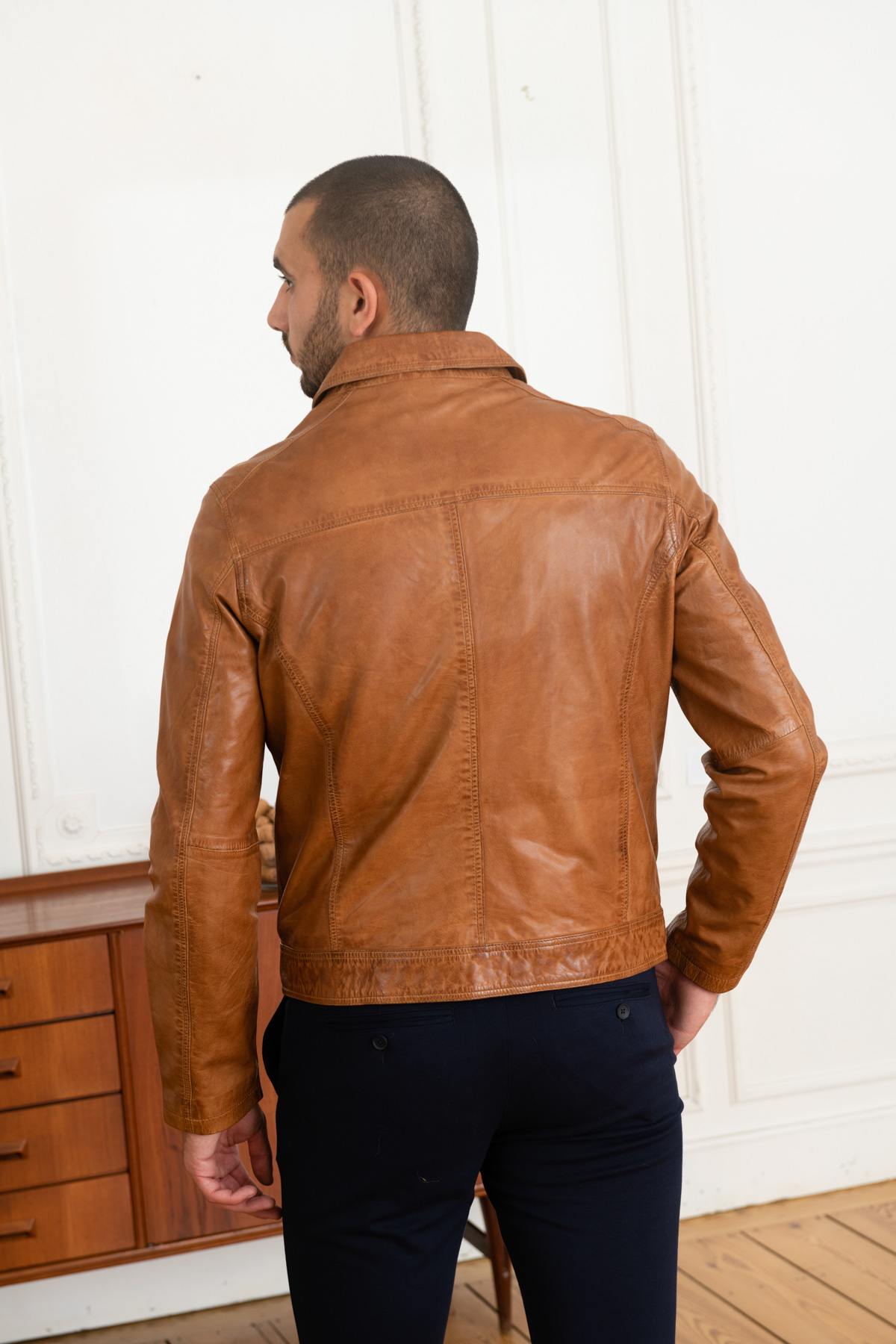 Daytona jacket in cognac lambskin - Image n°5