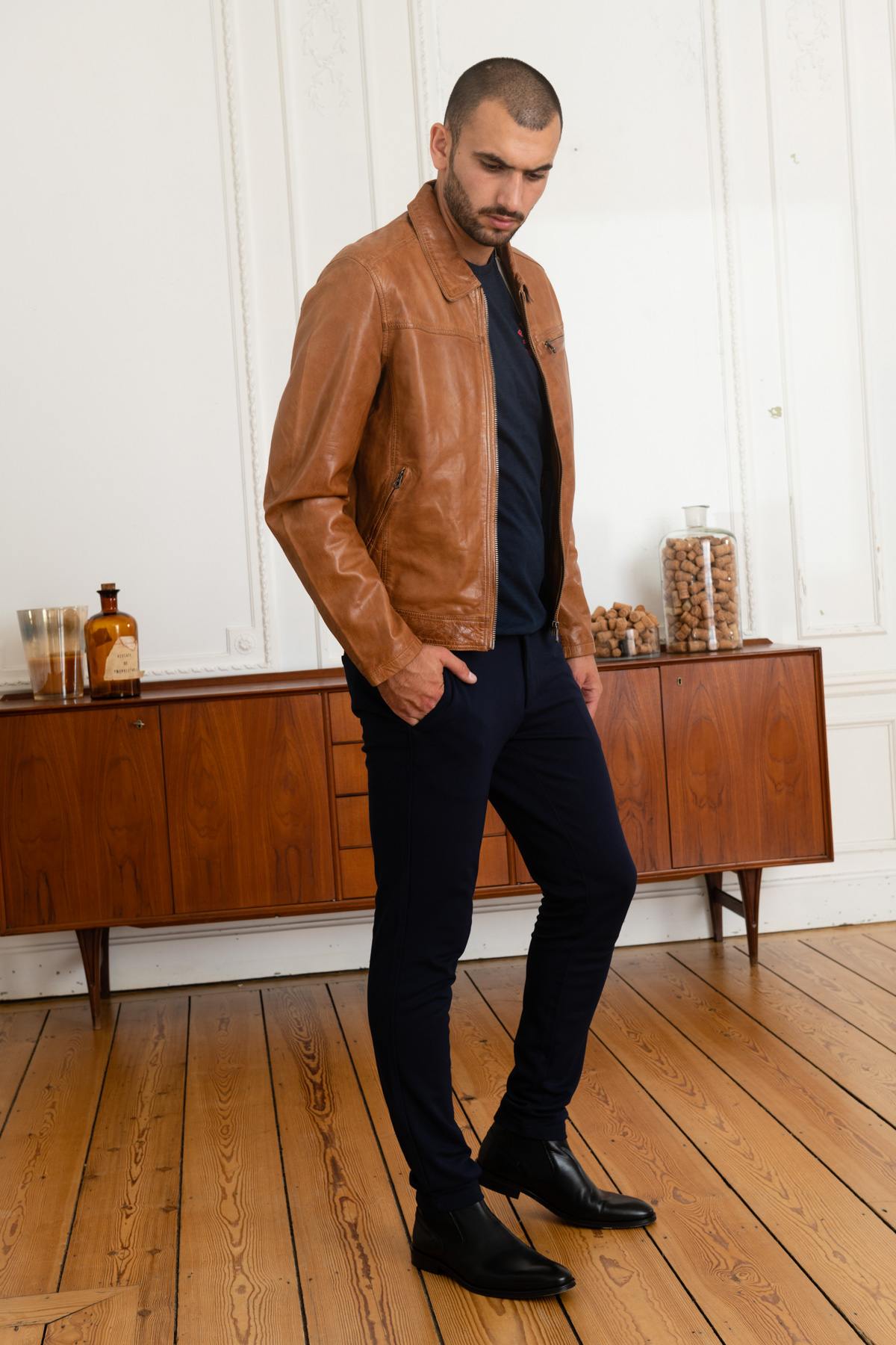 Daytona jacket in cognac lambskin - Image n°2