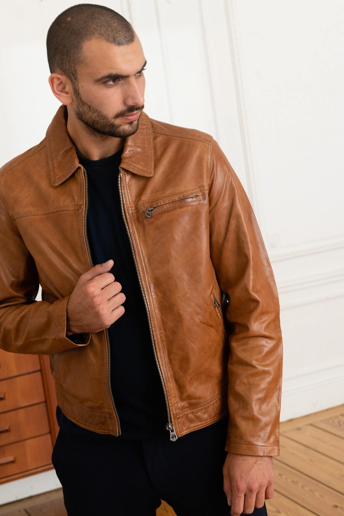 Daytona jacket in cognac lambskin - Image n°6