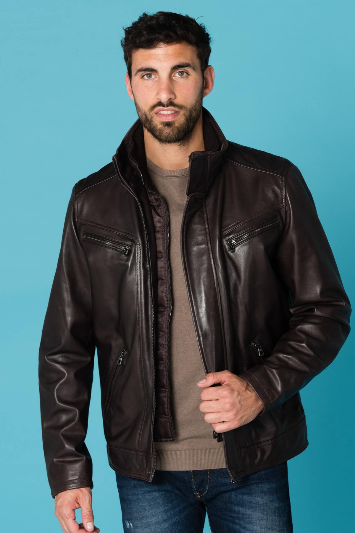 Daytona jacket in dark brown lambskin - Image n°3