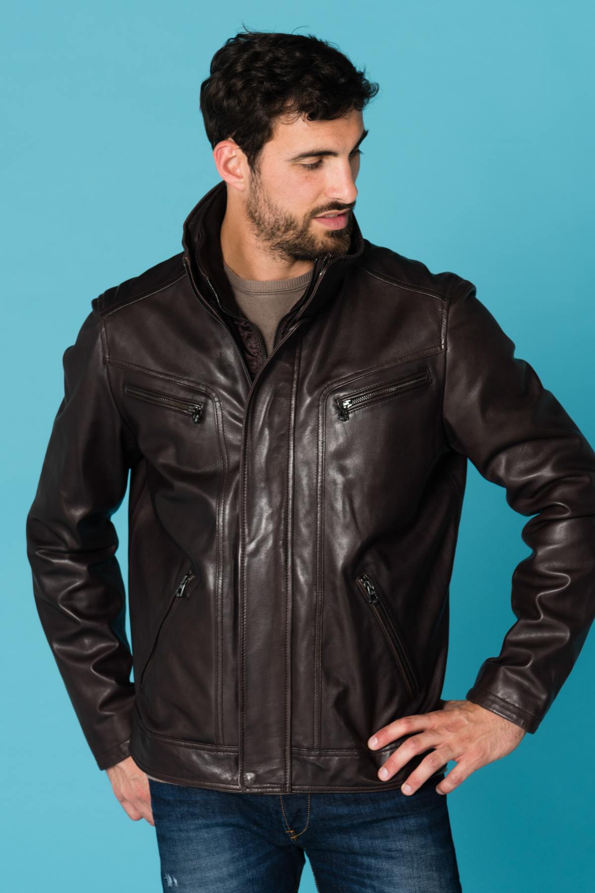 Daytona jacket in dark brown lambskin - Image n°1