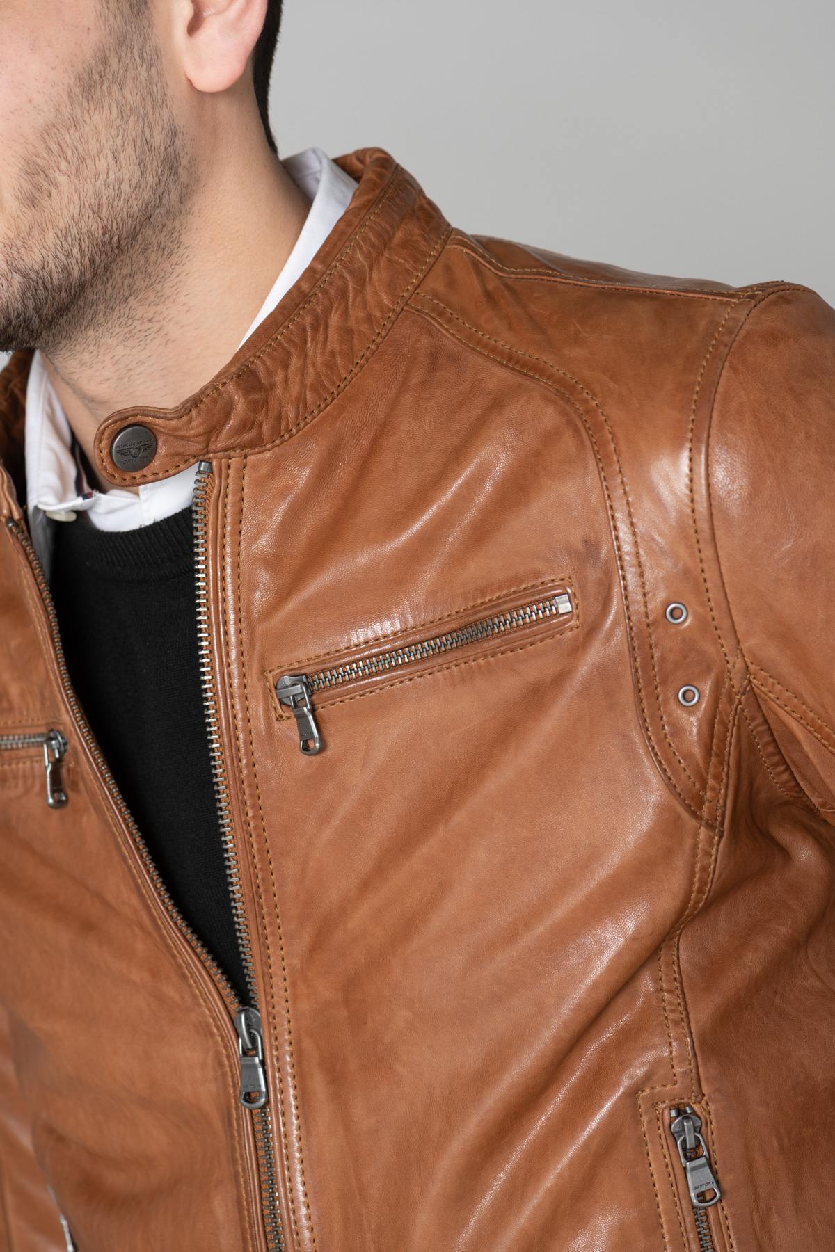 Men's Daytona jacket in Cognac lambskin - Image n°7