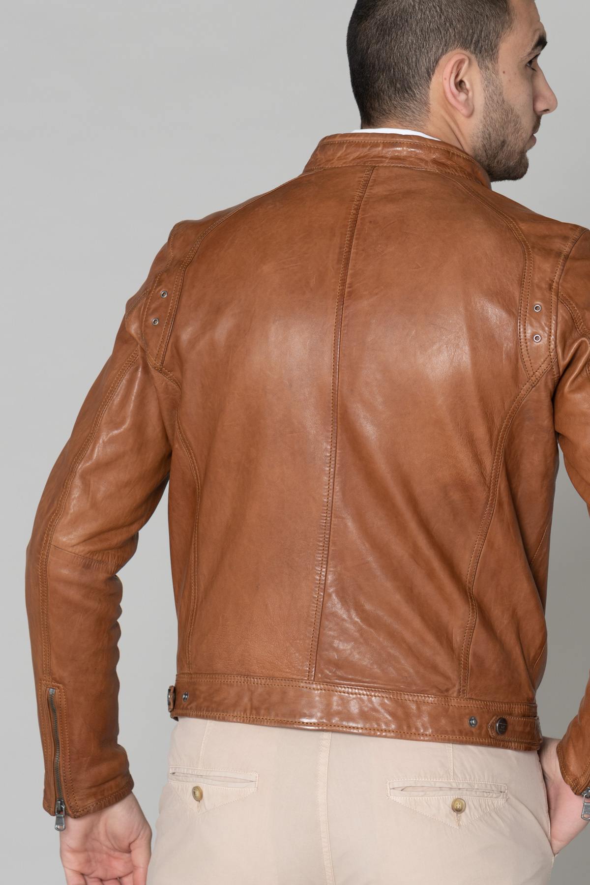 Men's Daytona jacket in Cognac lambskin - Image n°6