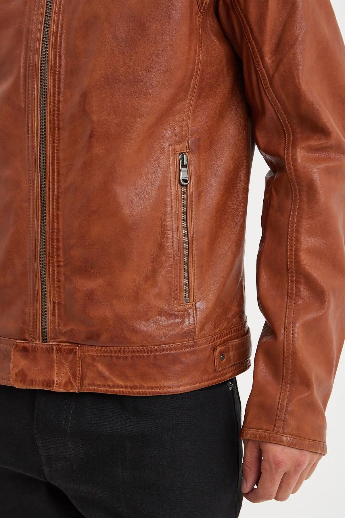 Men's Daytona jacket in Cognac lambskin - Image n°4