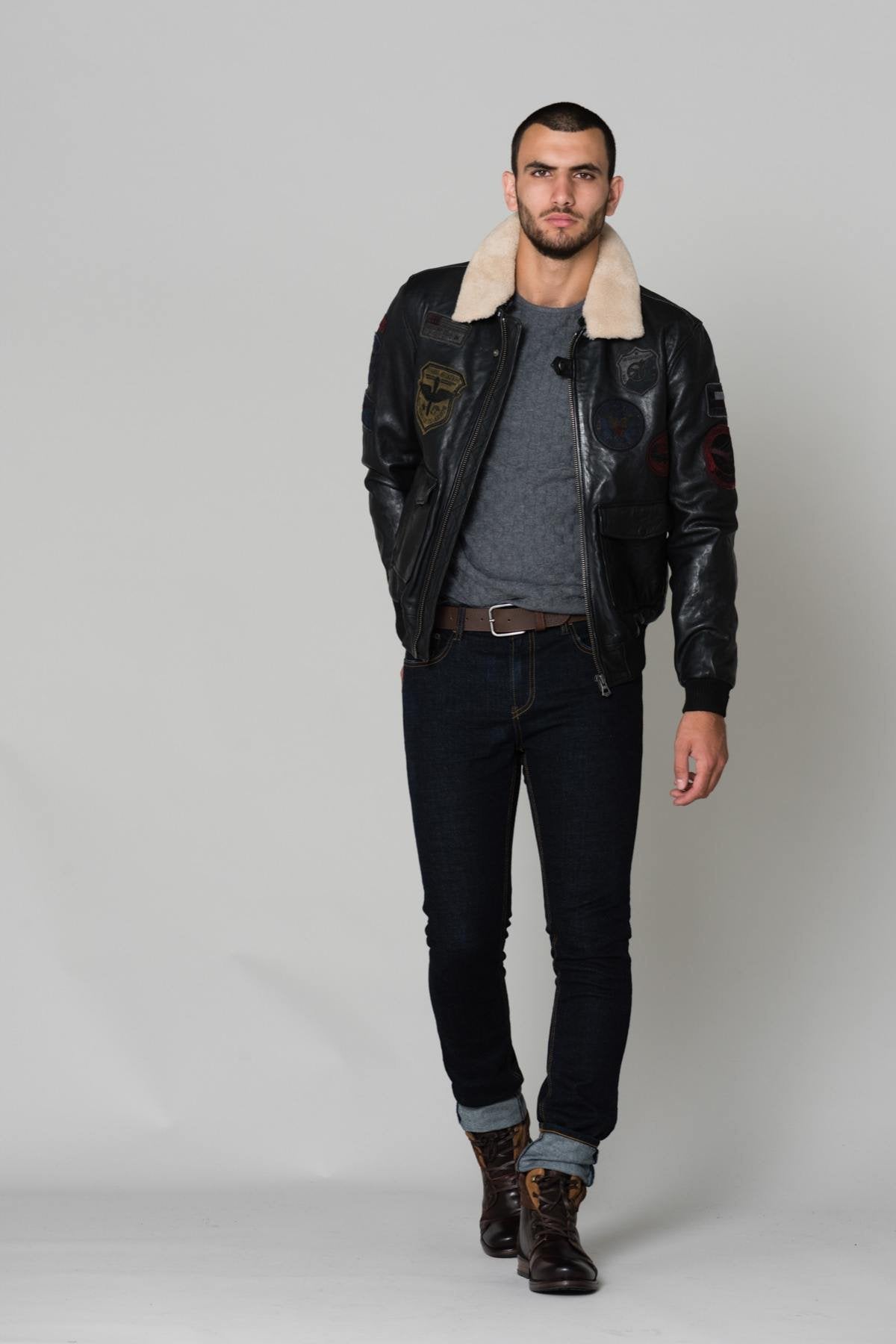 Men's Daytona Jacket in Black Lambskin - Image n°2