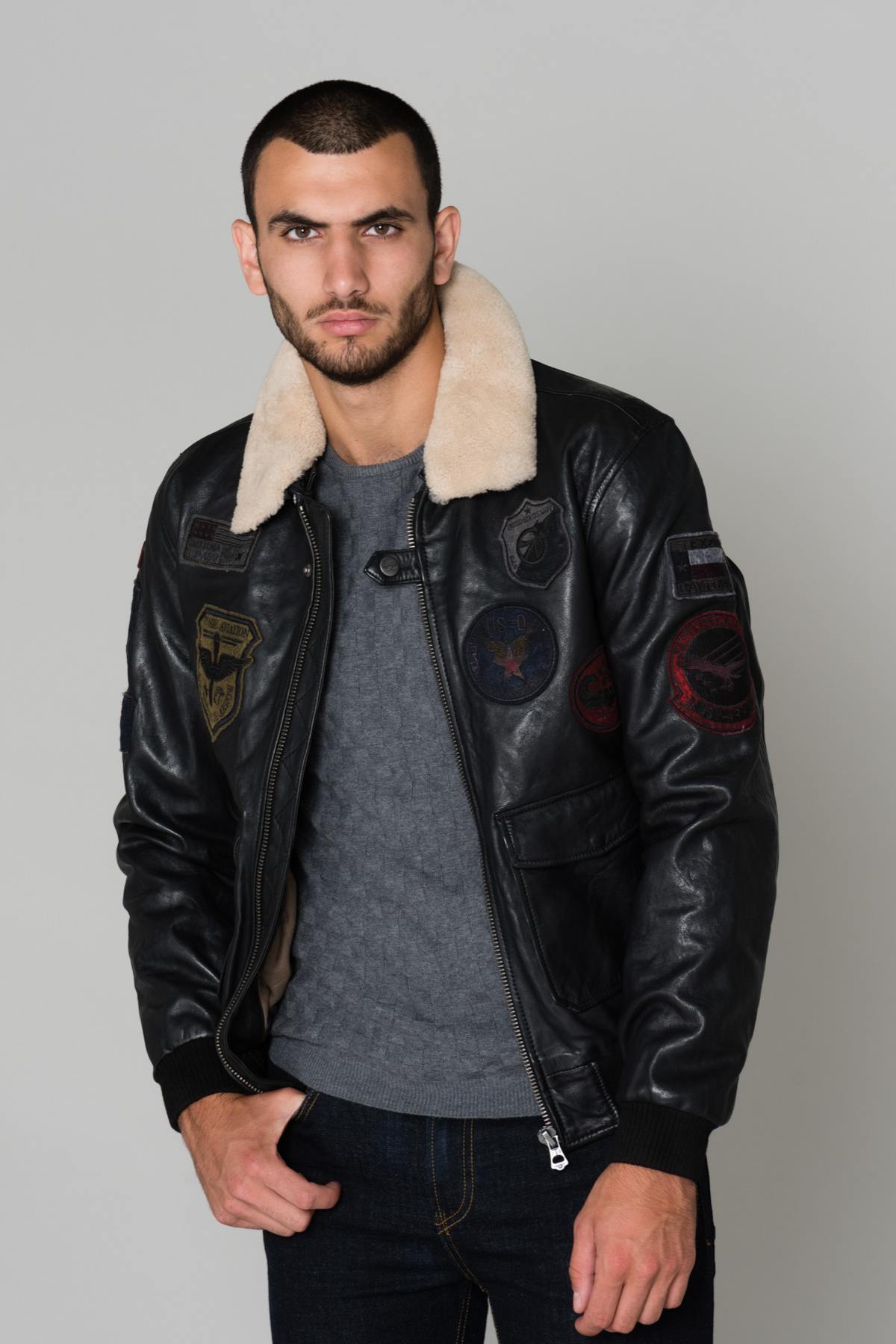 Men's Daytona Jacket in Black Lambskin - Image n°4