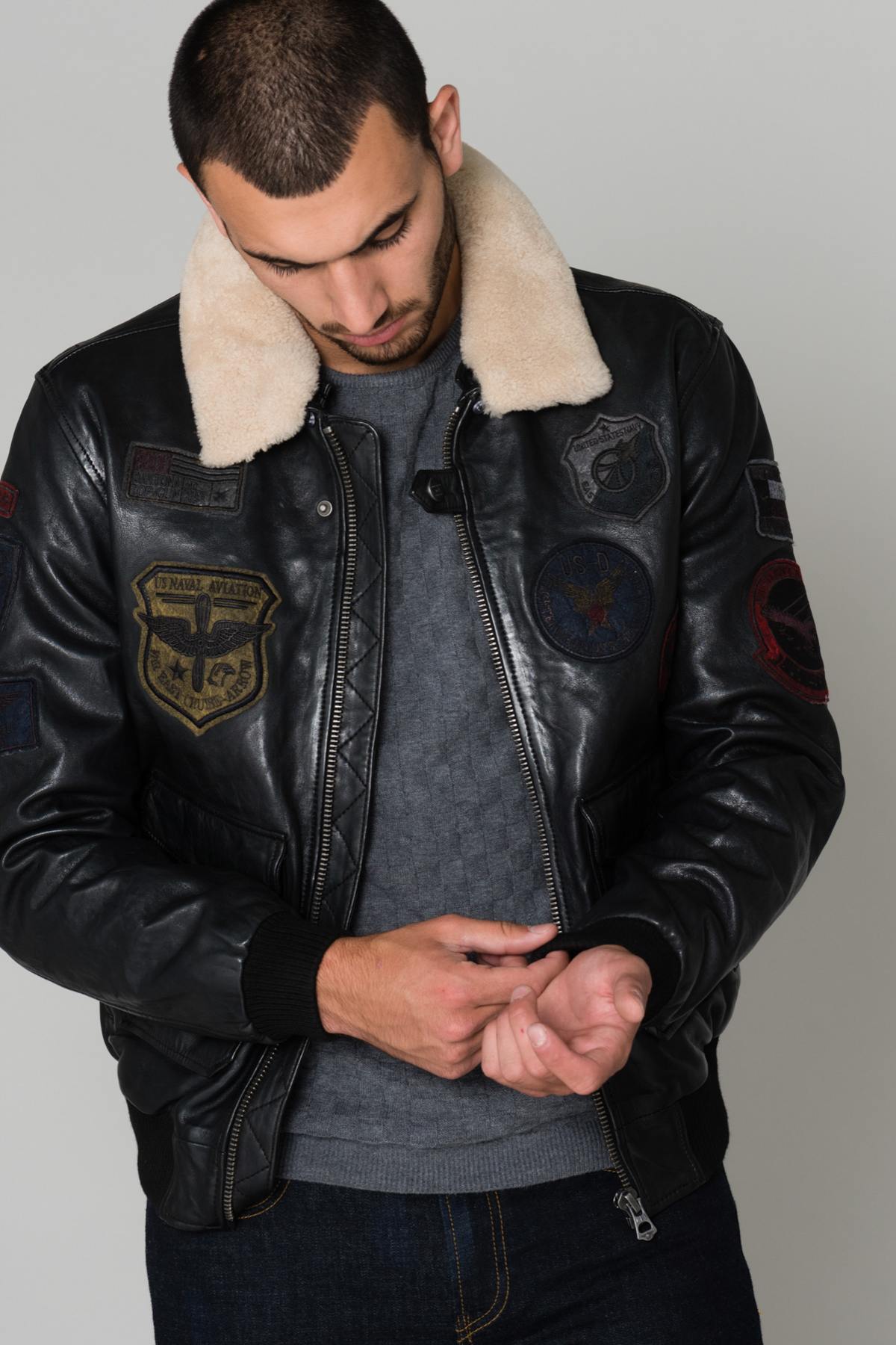 Men's Daytona Jacket in Black Lambskin - Image n°1