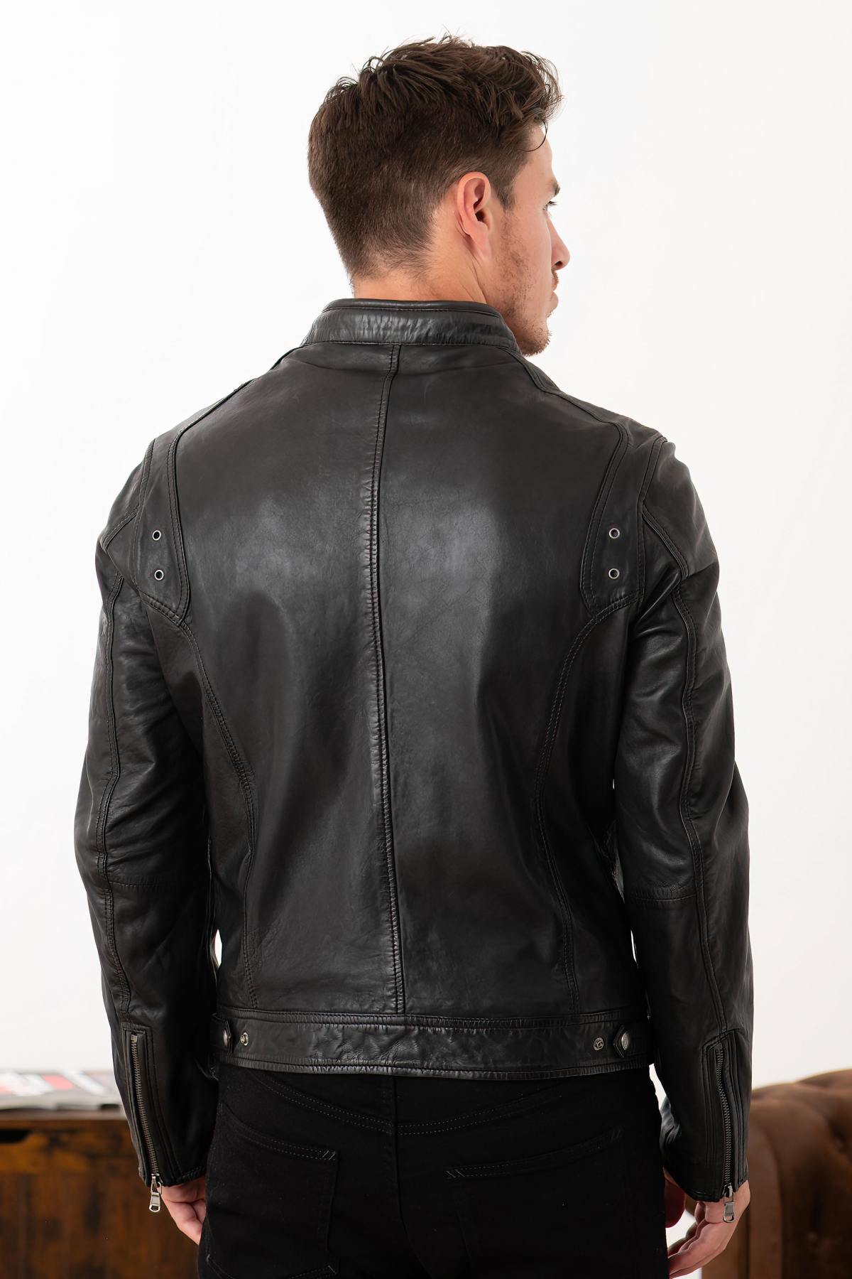 Men's Daytona Jacket in Black Lambskin - Image n°5