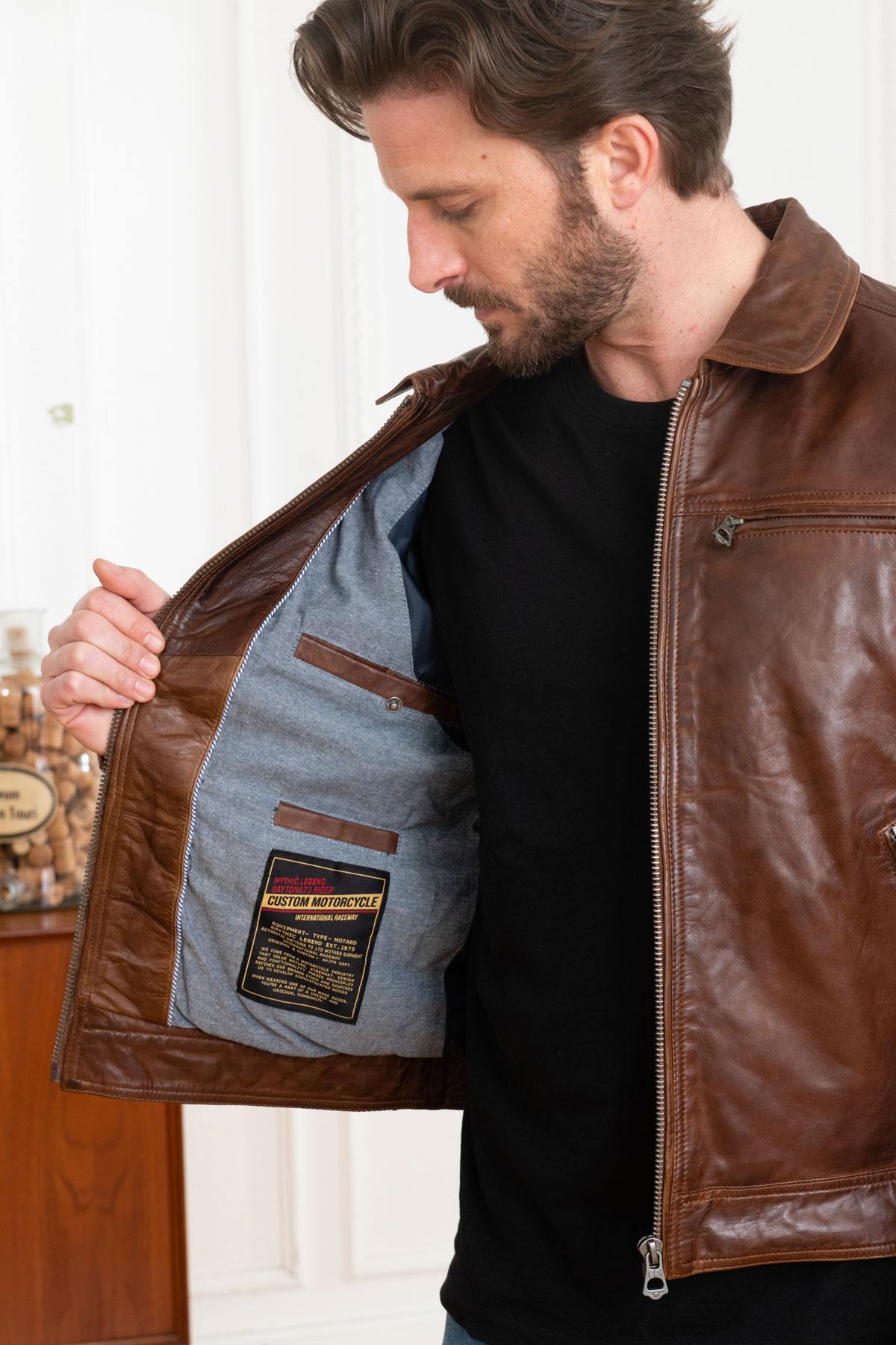 Men's Daytona Bison leather jacket - Image n°4