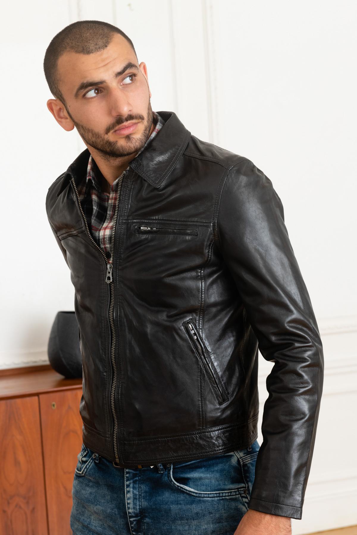 Men's Daytona leather jacket Black - Image n°3