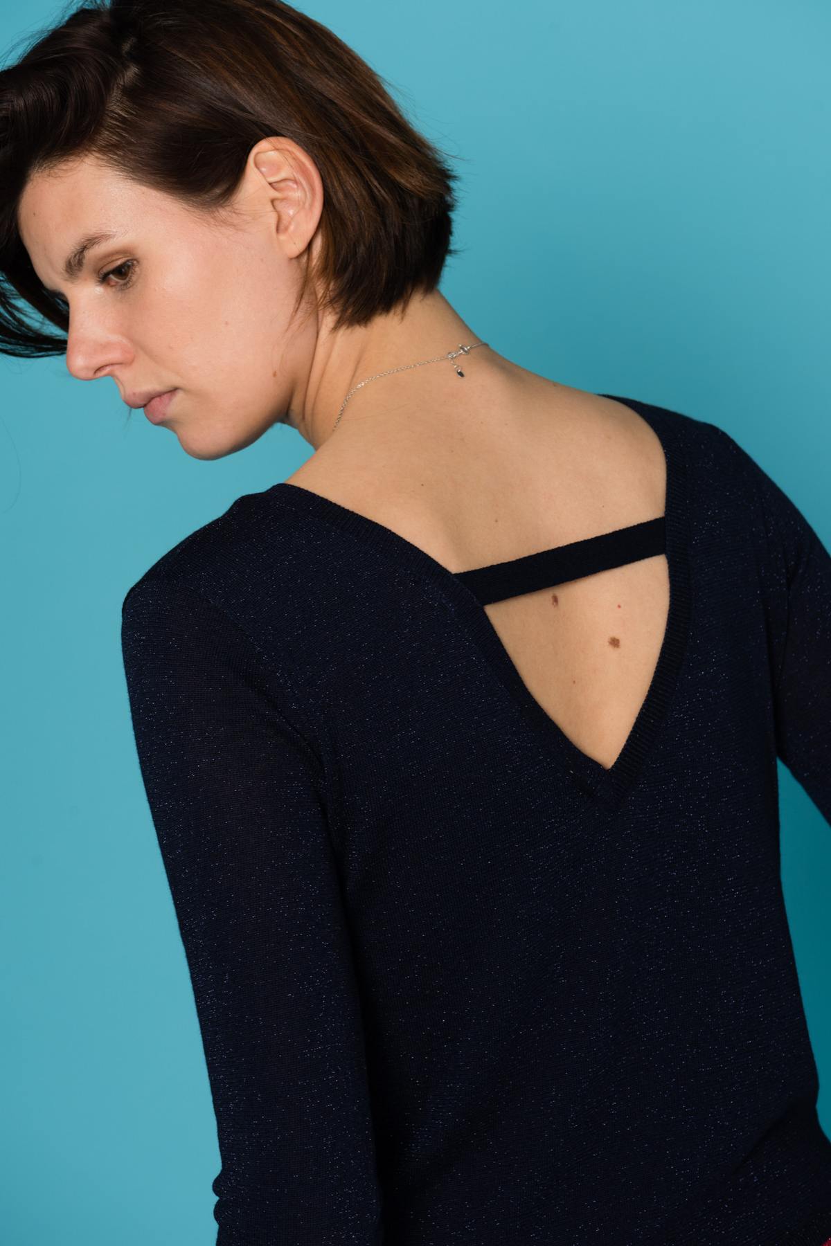 Thin navy blue sweater - Image n°2