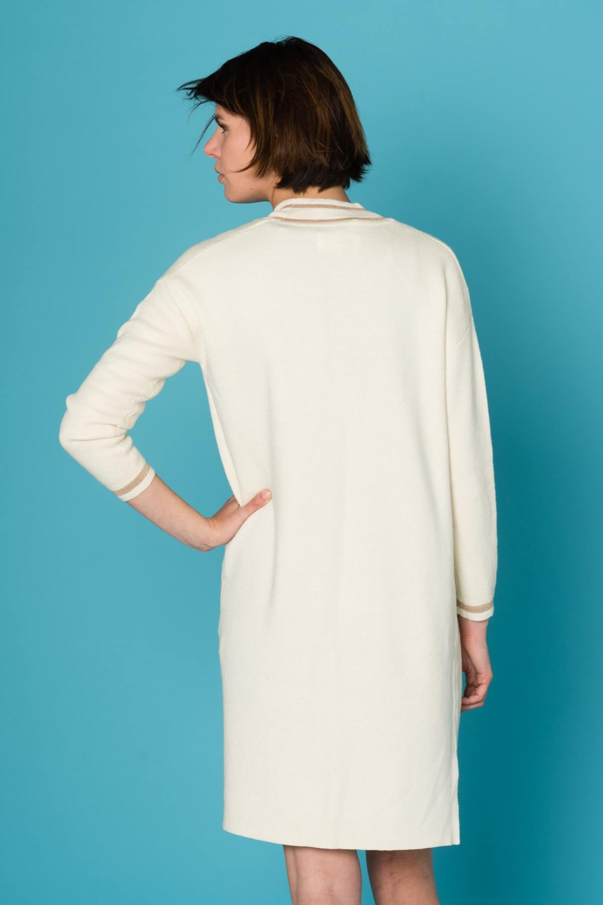 Mid-length ecru cardigan - Image n°2