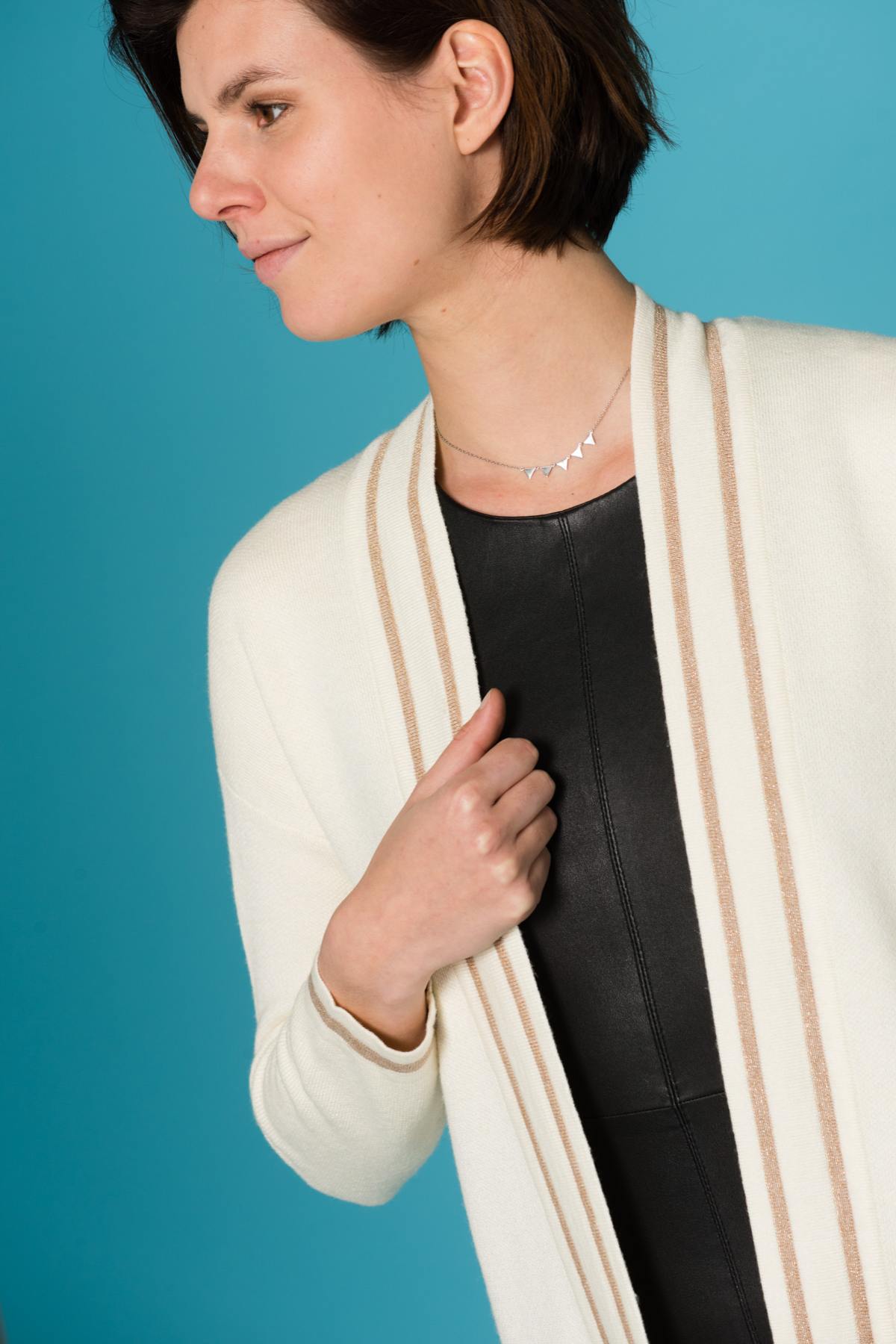 Mid-length ecru cardigan - Image n°4