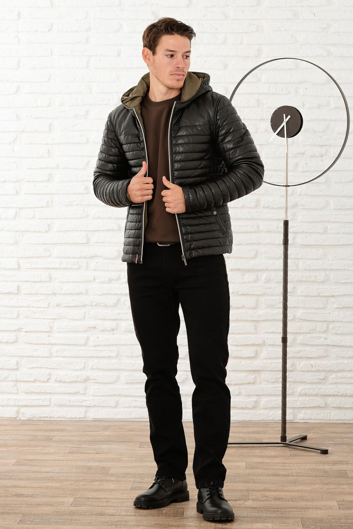  Thin and warm men's down jacket in black color - Image n°10