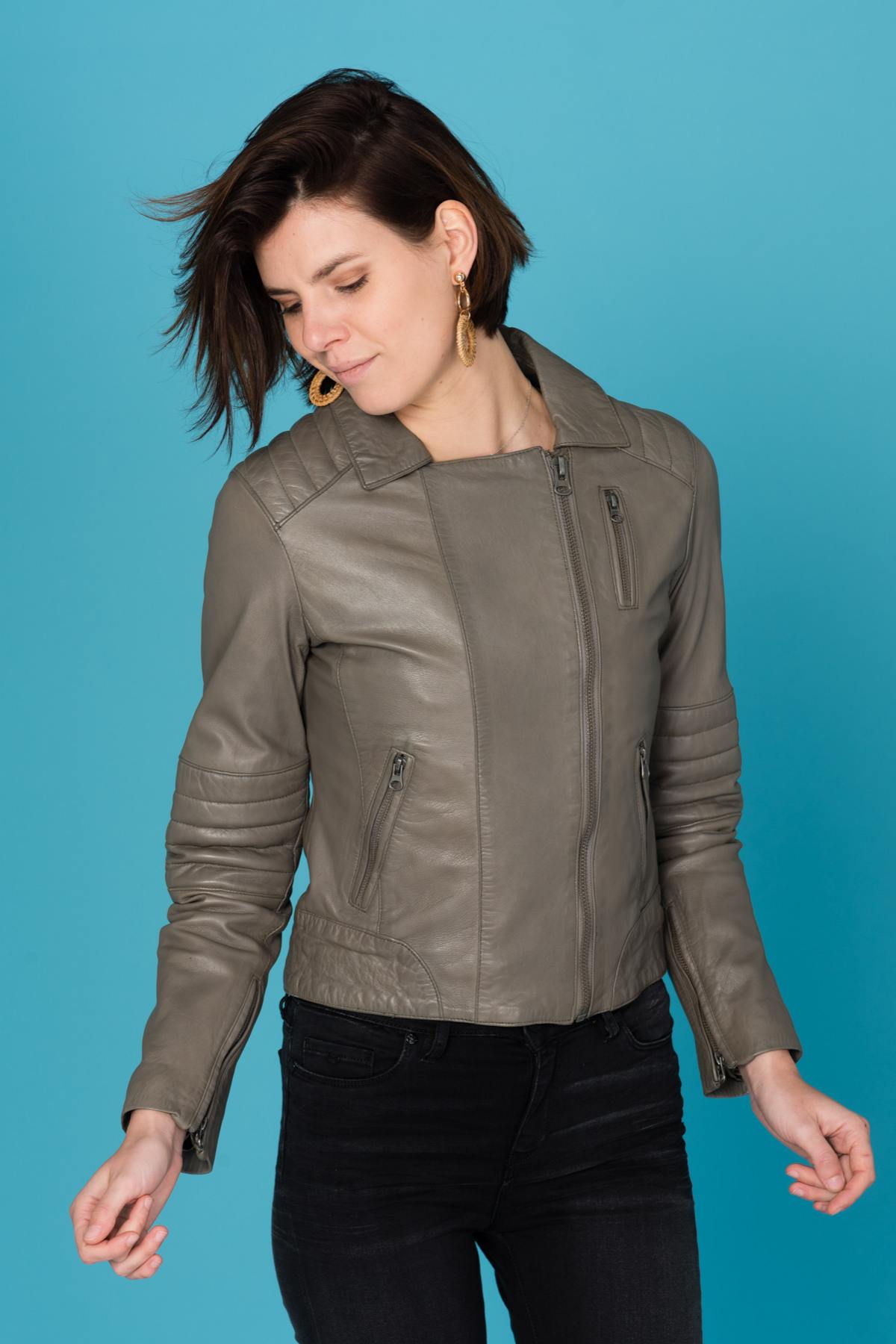 Oakwood Gray Biker style jacket for Women - Image n°4