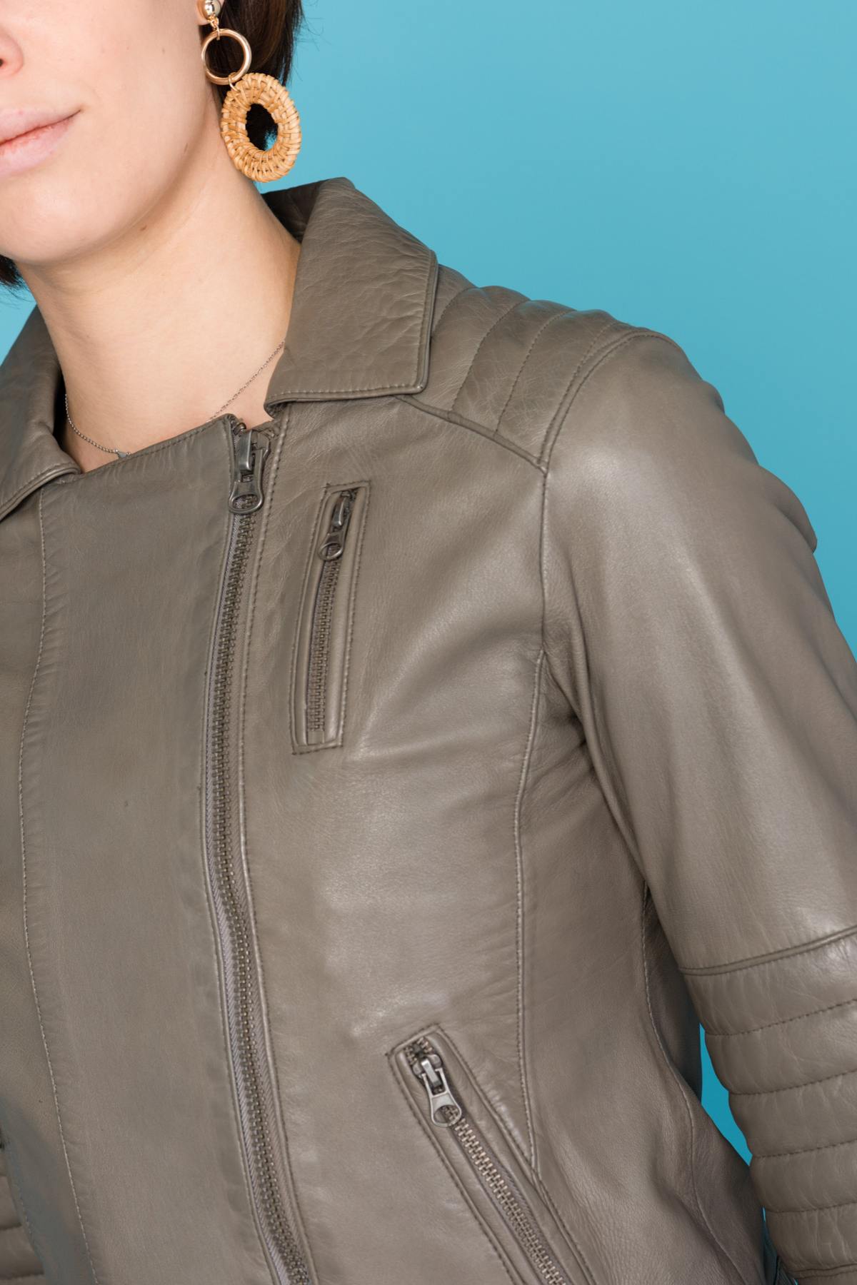 Oakwood Gray Biker style jacket for Women - Image n°7