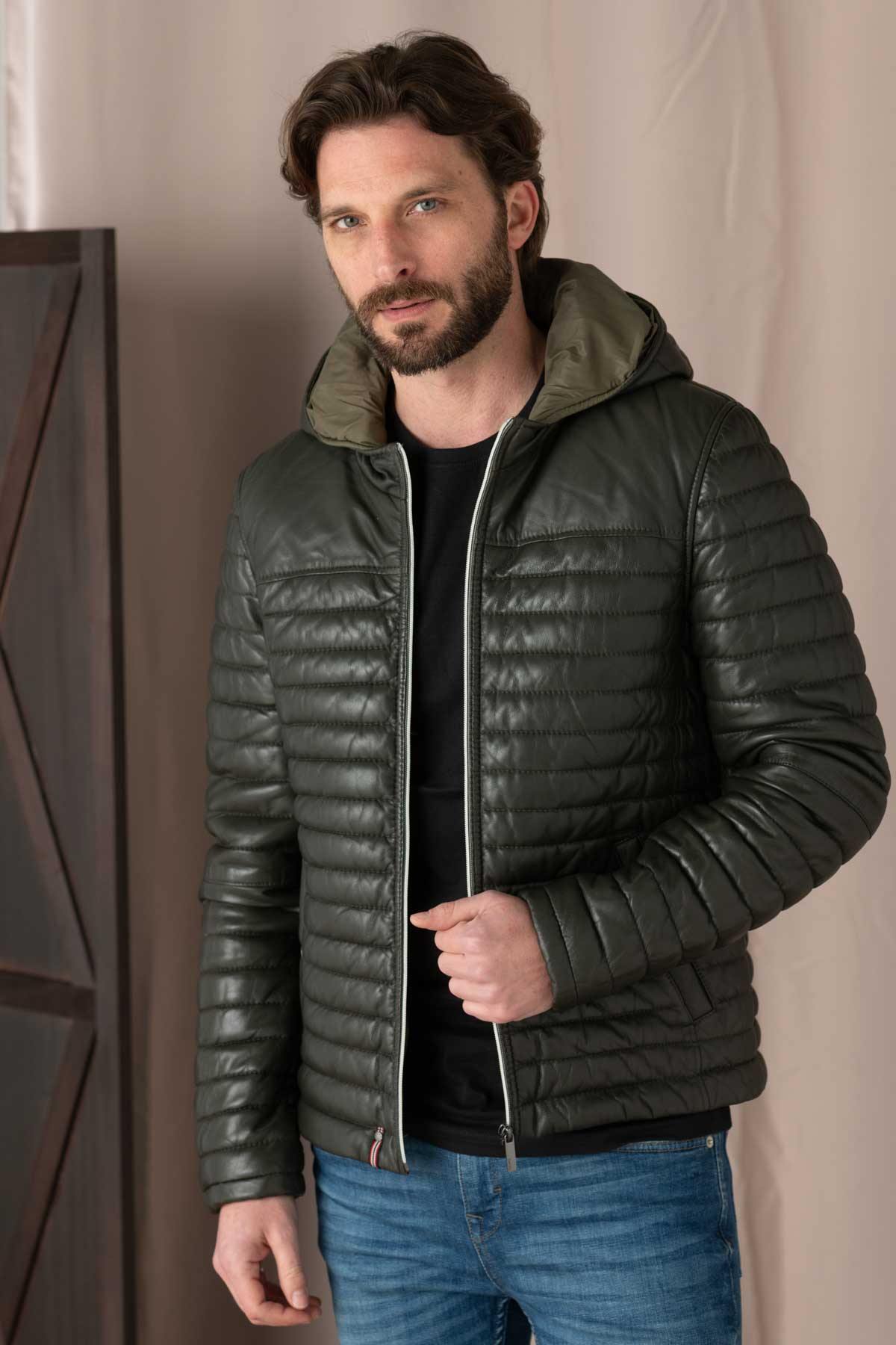 Oakwood men's down jacket in sheepskin leather - Image n°1