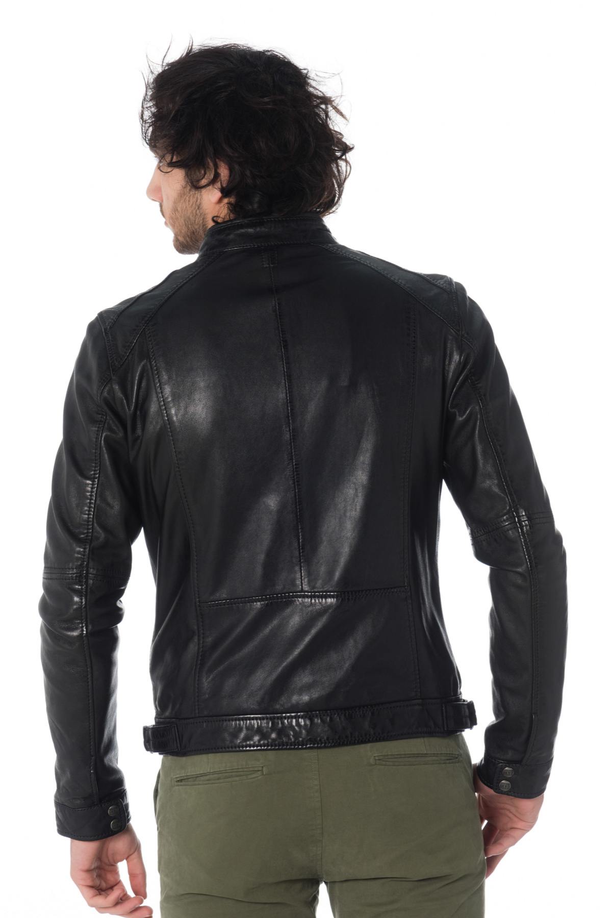 Black Oakwood biker collar jacket for men. - Image n°4