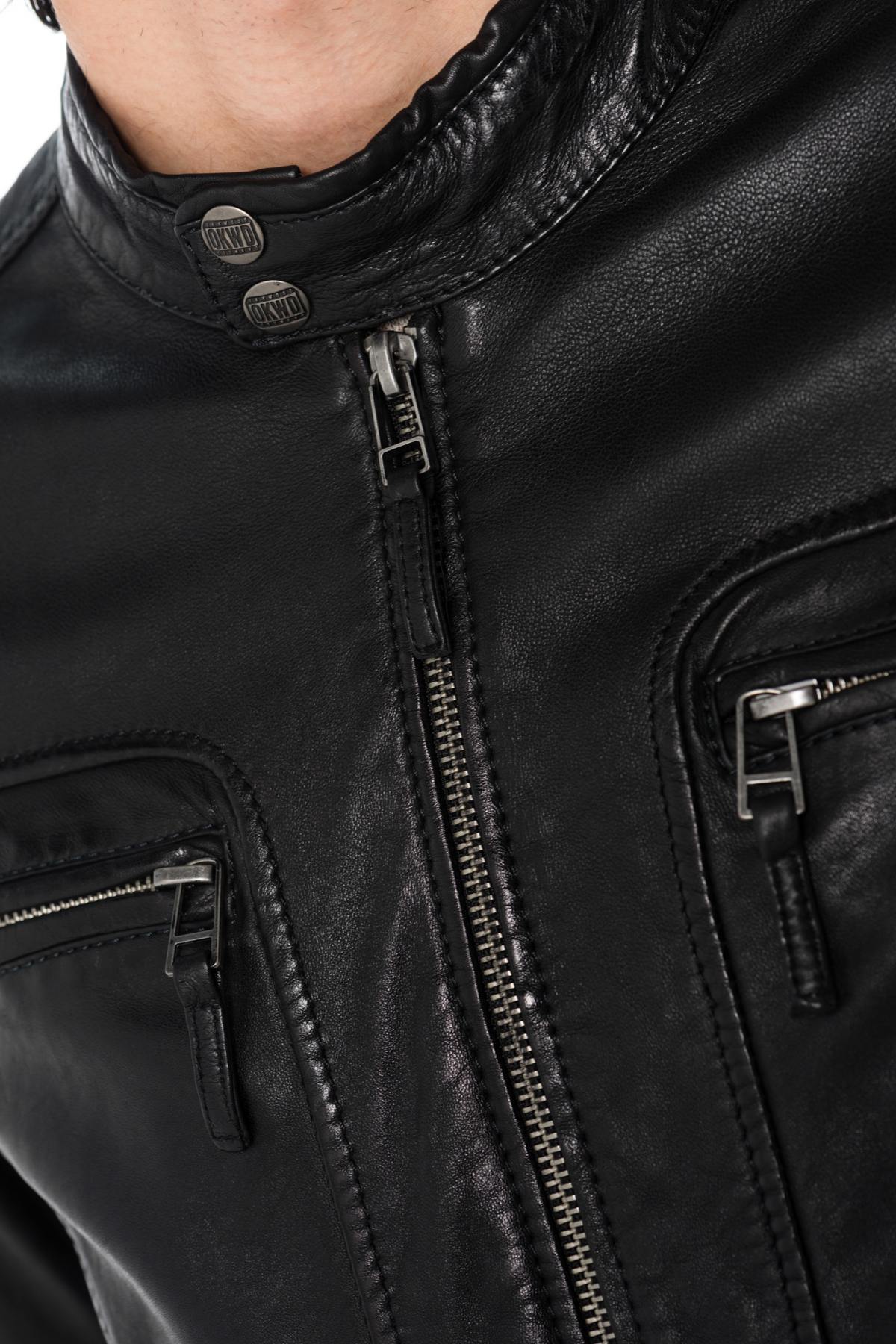 Black Oakwood biker collar jacket for men. - Image n°6