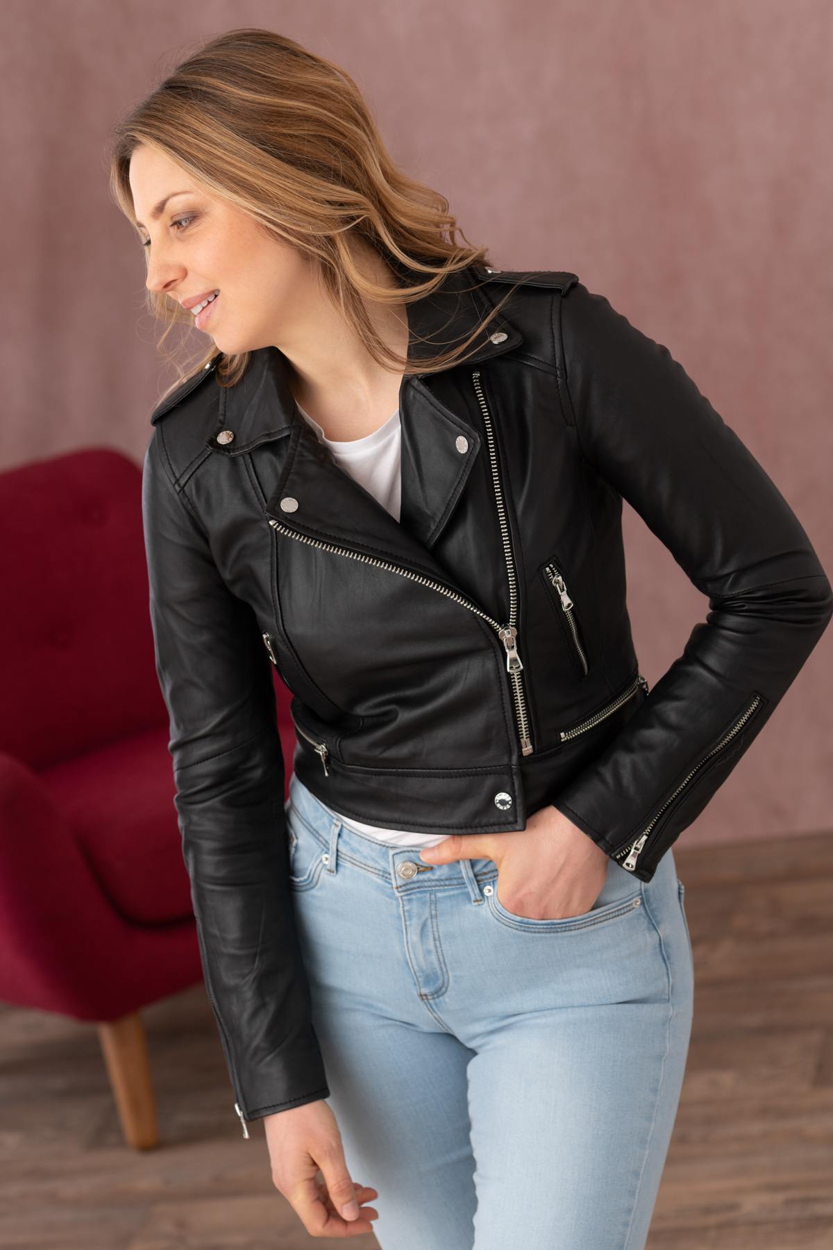 Oakwood black leather perfecto jacket - Image n°6