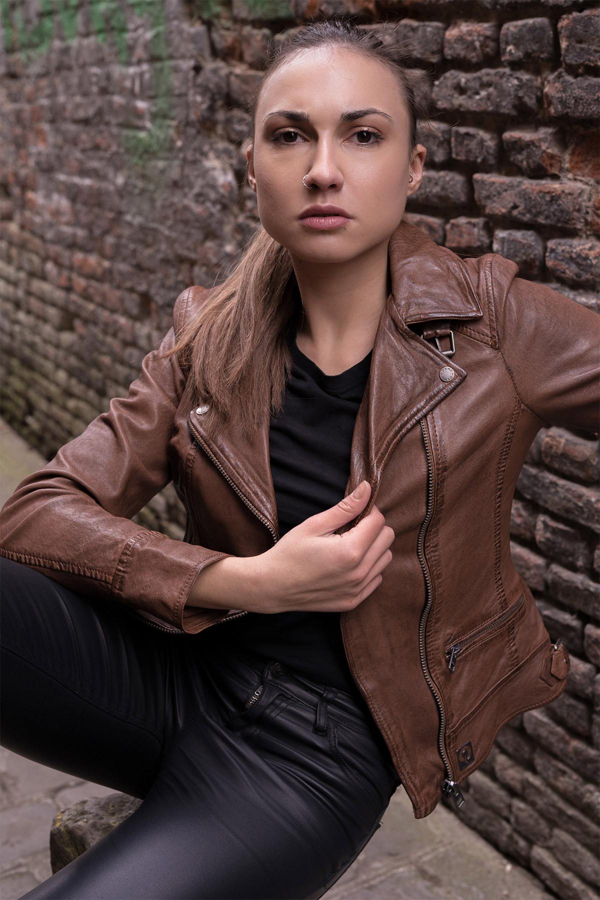 Women's sheepskin leather perfecto - Image n°2