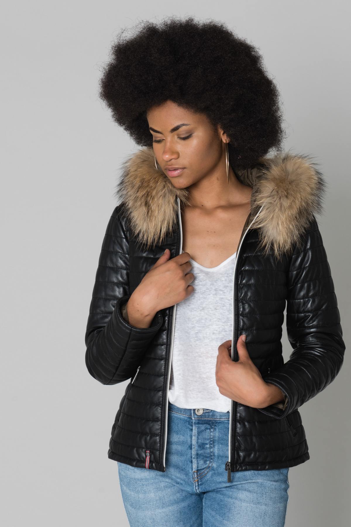 Oakwood jacket in black sheepskin - Image n°1