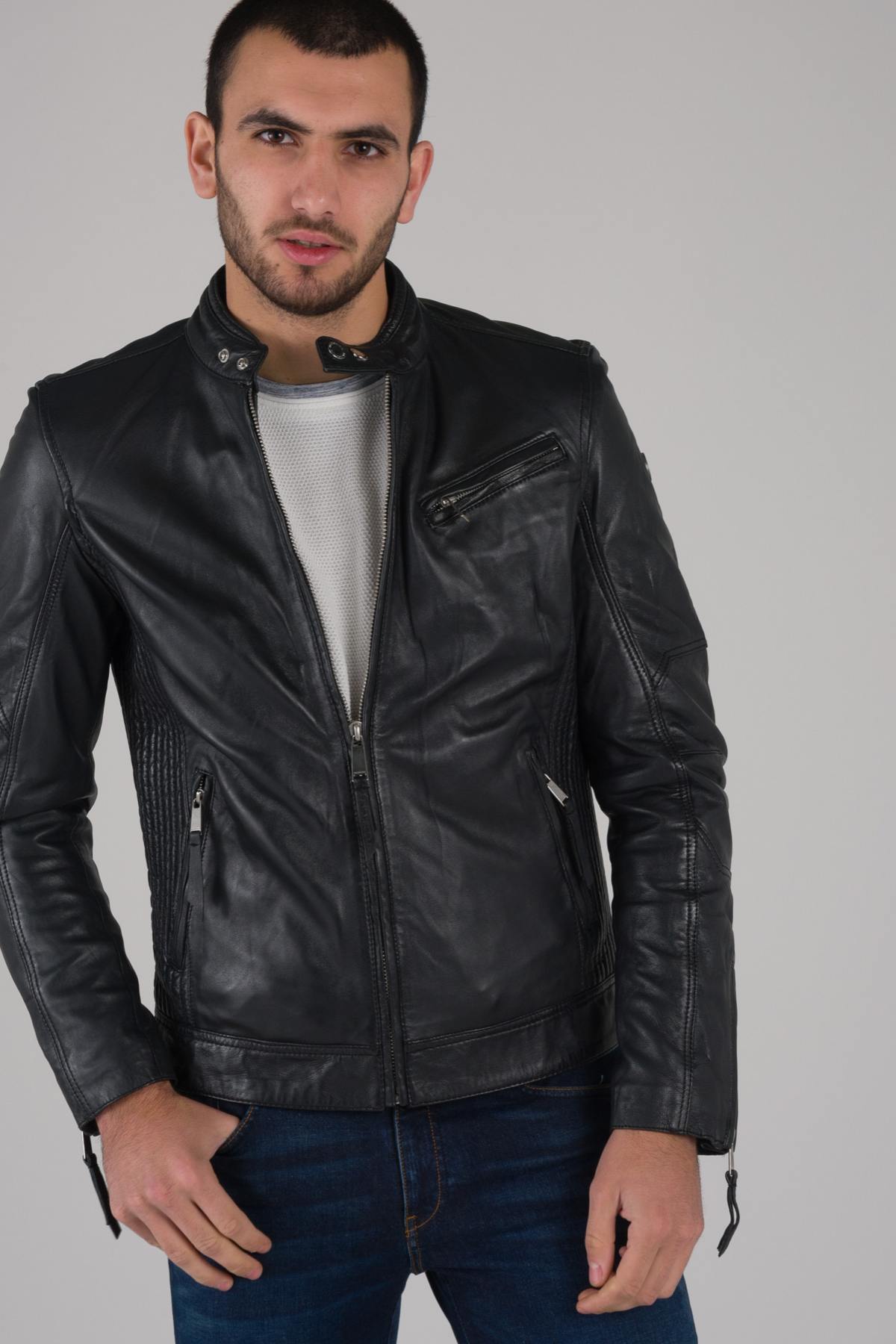 Redskins Black Sheepskin Leather Jacket - Image n°3