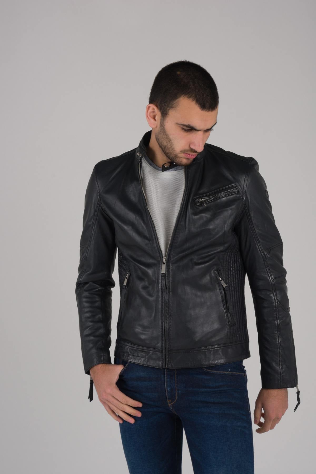 Redskins Black Sheepskin Leather Jacket - Image n°4