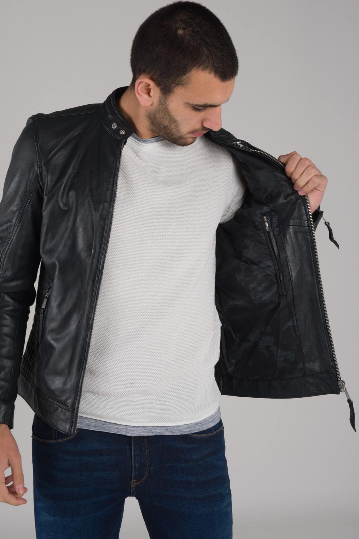 Redskins Black Sheepskin Leather Jacket - Image n°6