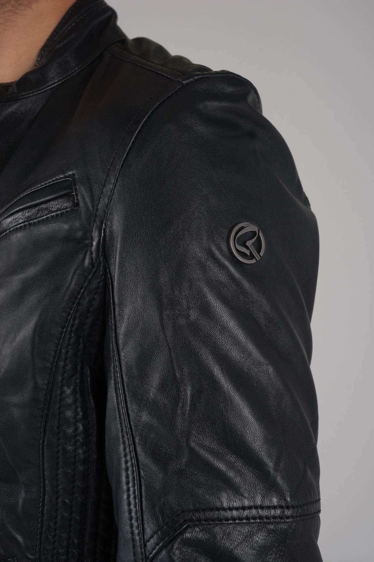 Redskins Black Sheepskin Leather Jacket - Image n°7