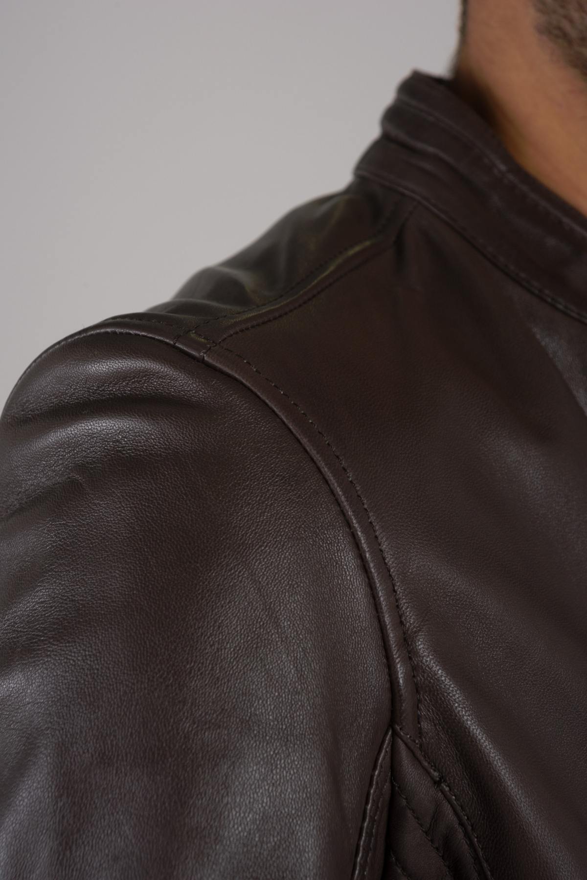 Brown Redskins Sheepskin Leather Jacket - Image n°7