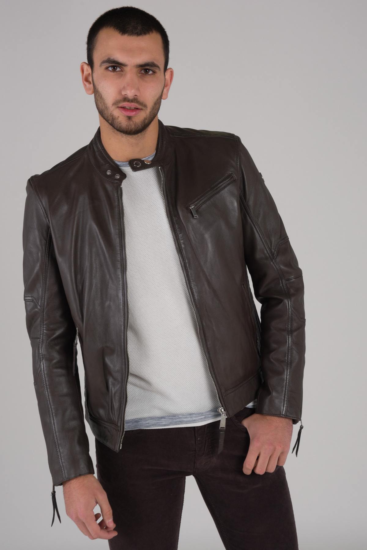 Brown Redskins Sheepskin Leather Jacket - Image n°3