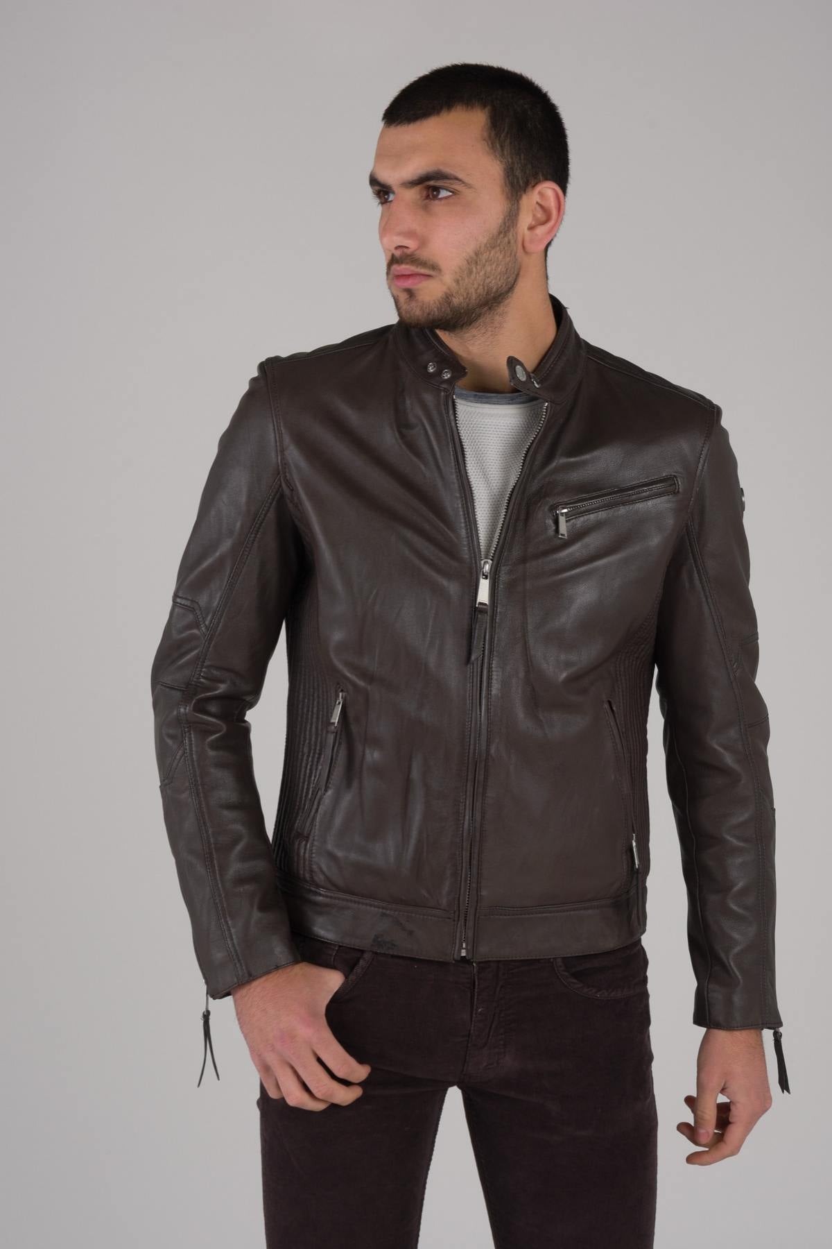 Brown Redskins Sheepskin Leather Jacket - Image n°1