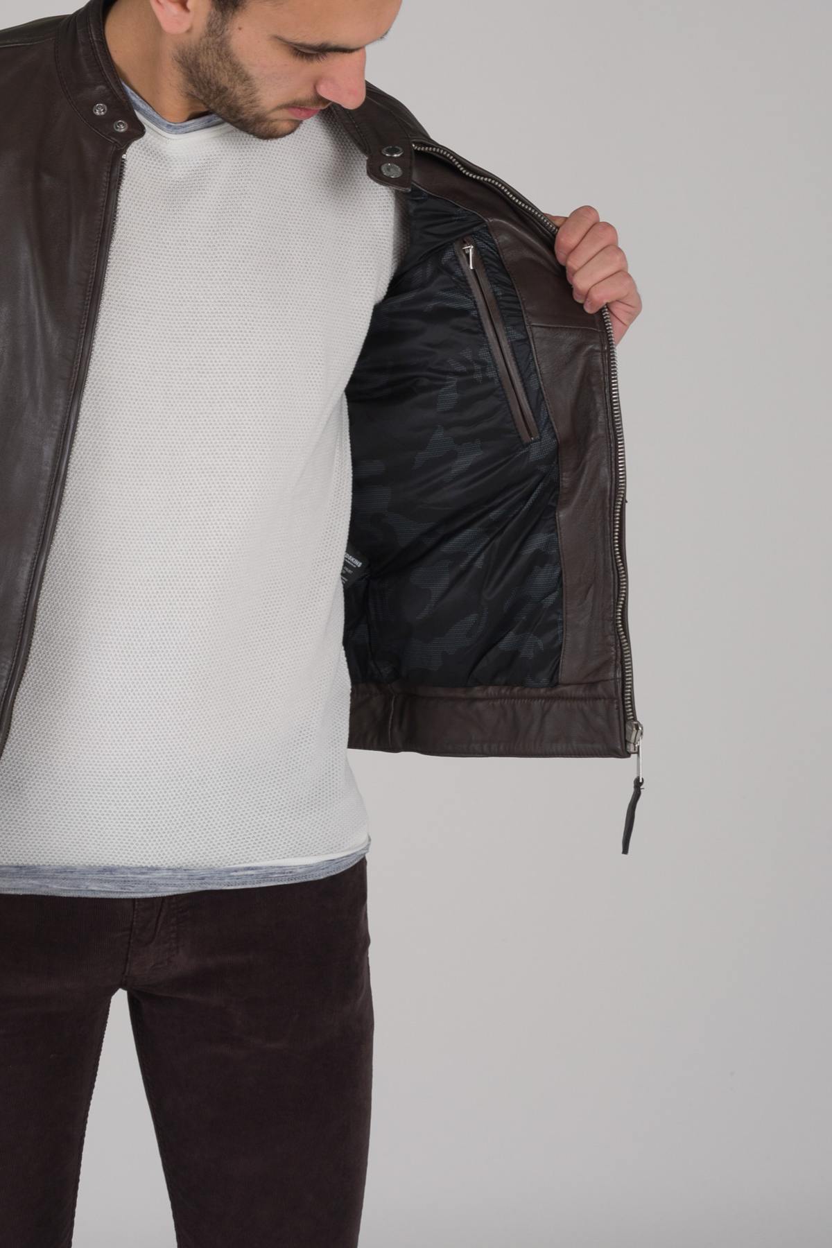 Brown Redskins Sheepskin Leather Jacket - Image n°5