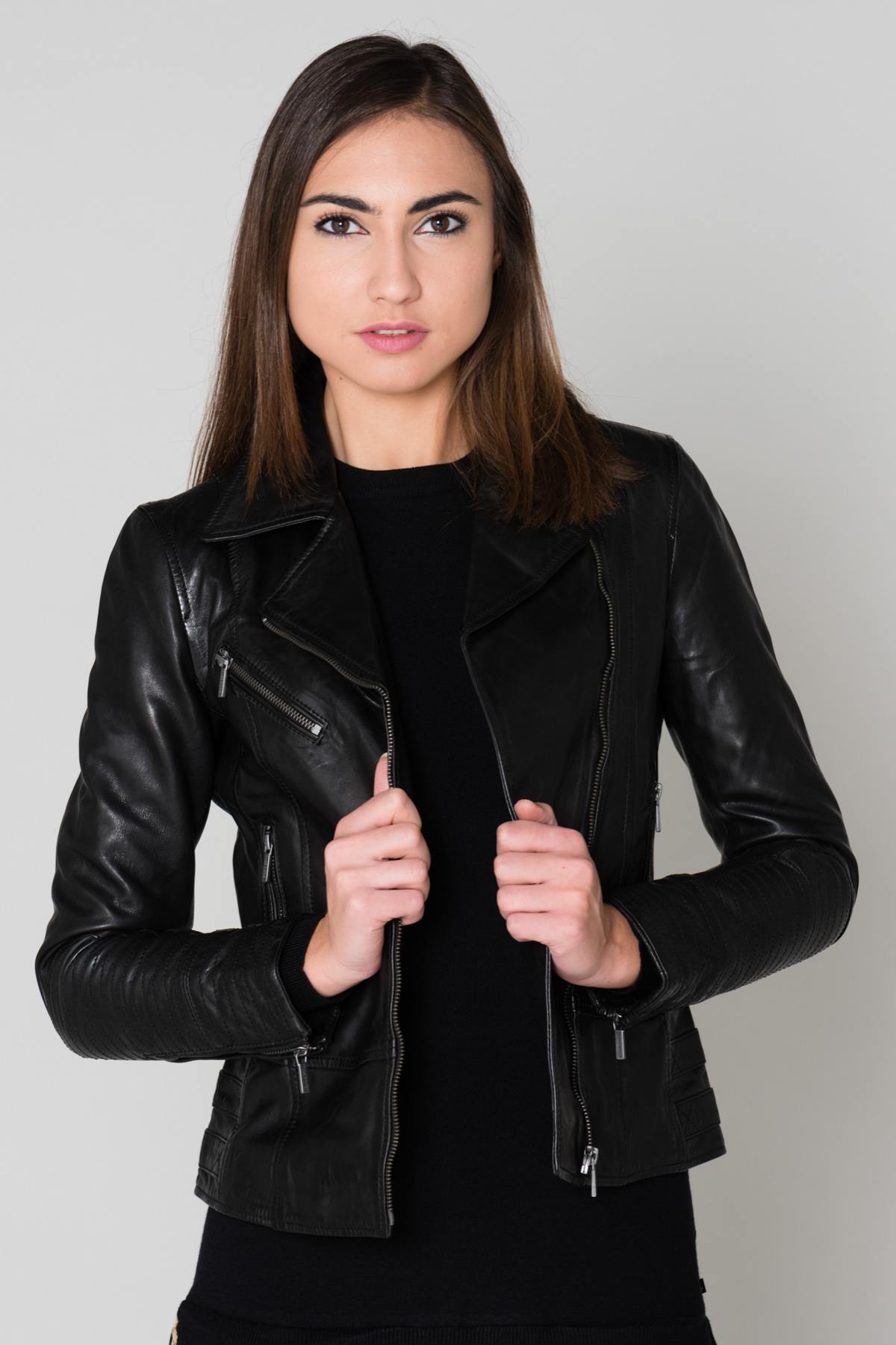 Rose Garden Women's Perfecto in Black Leather - Image n°3