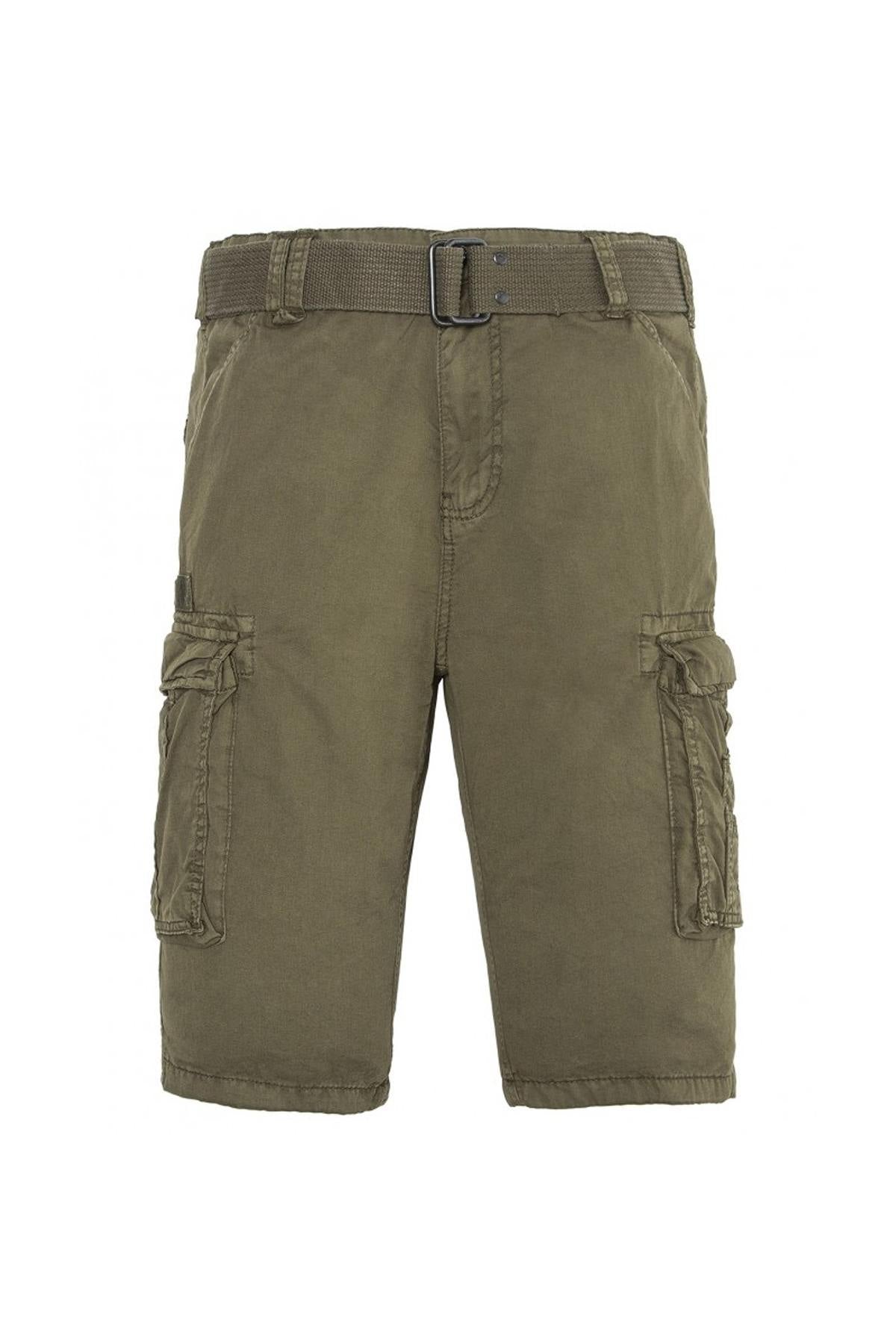 Olive green military shorts - Image n°1