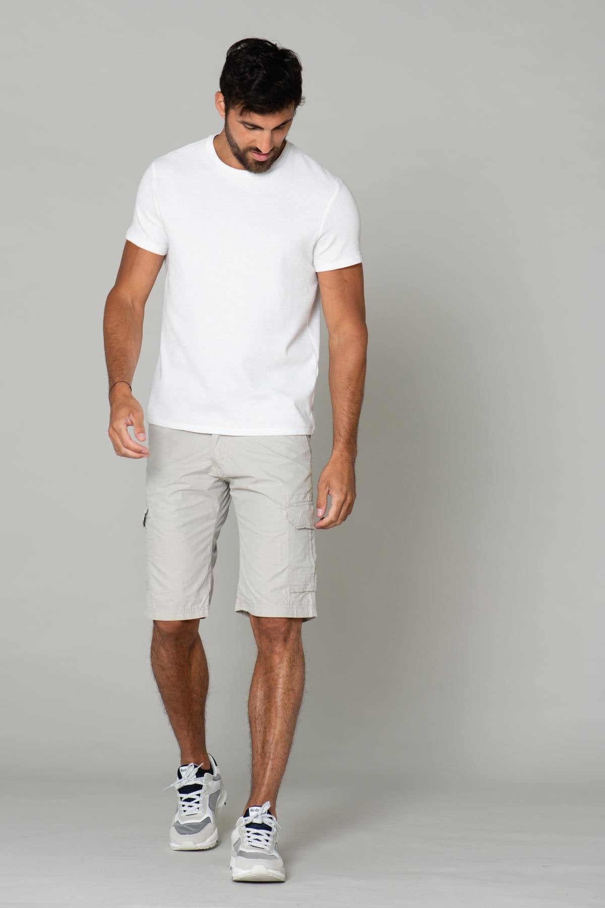 Cement gray shorts with belt - Image n°4