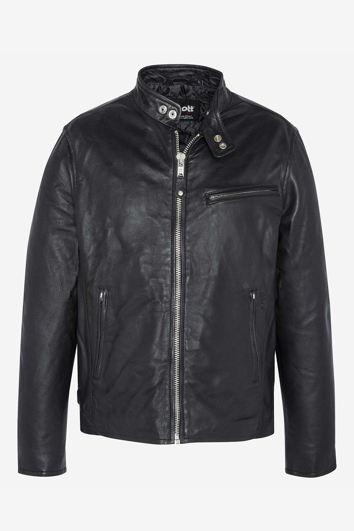 SCHOTT lambskin biker collar jacket - Image n°5