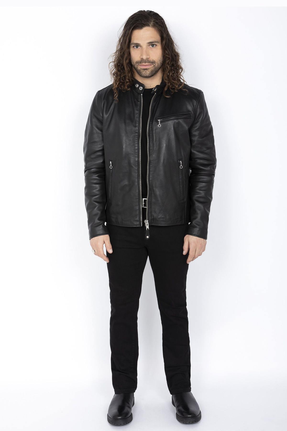 SCHOTT lambskin biker collar jacket - Image n°3