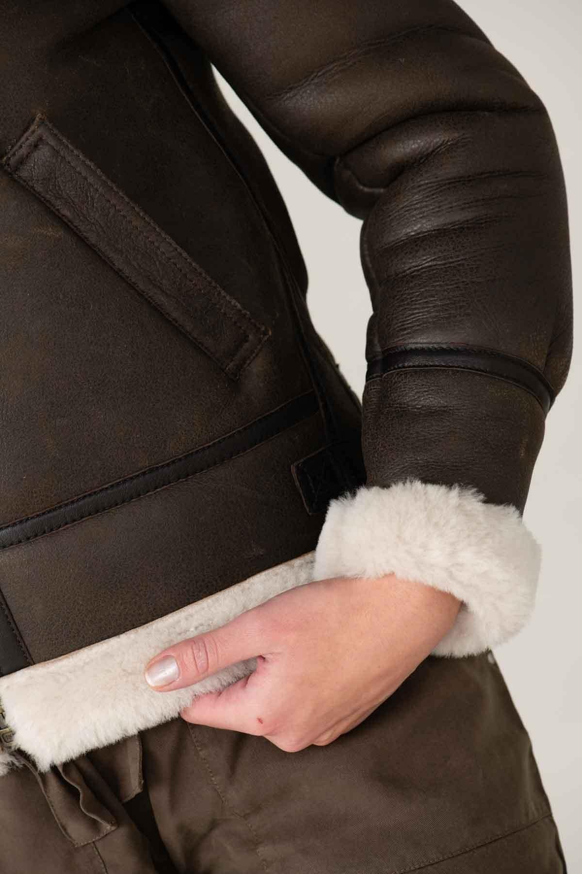 SCHOTT women's brown leather jacket - Image n°8