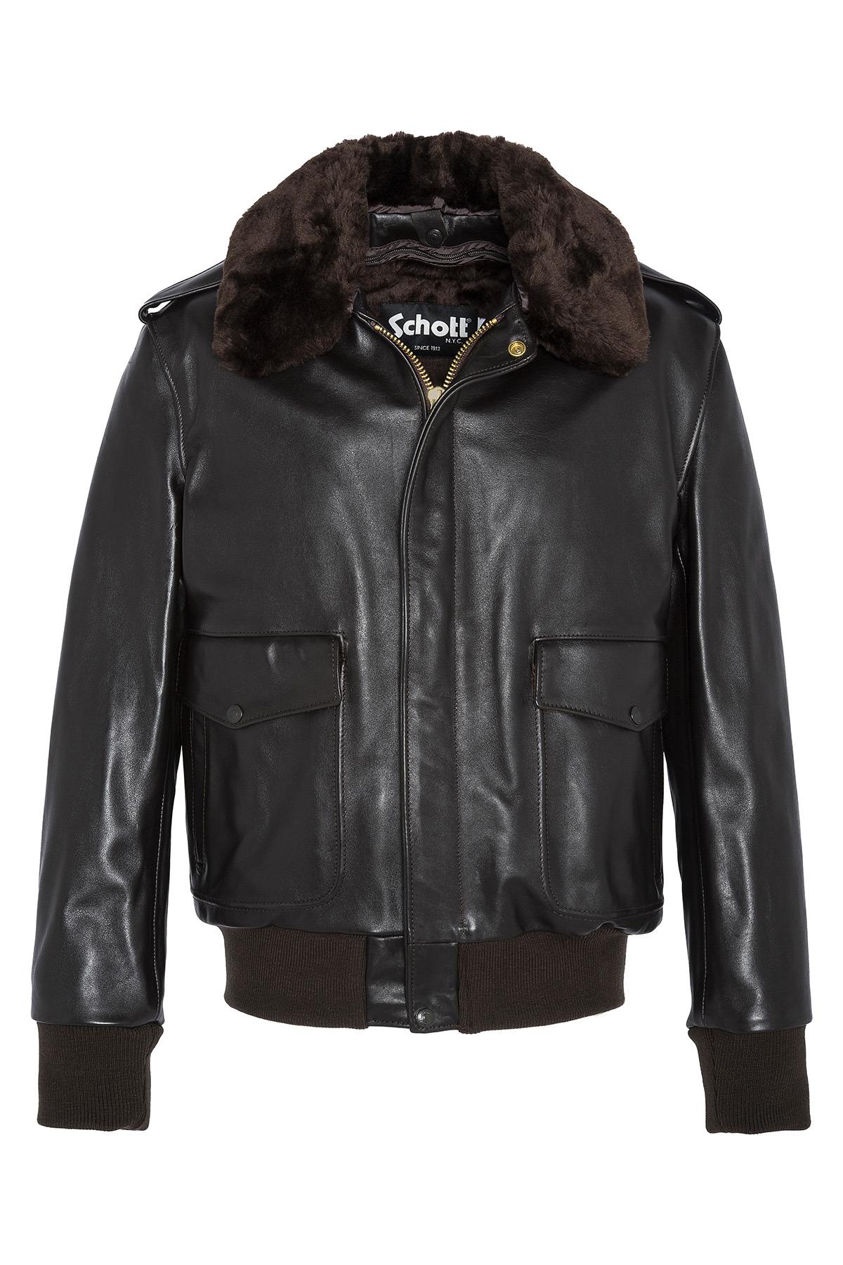 SCHOTT men's pilot jacket in brown leather - Image n°2